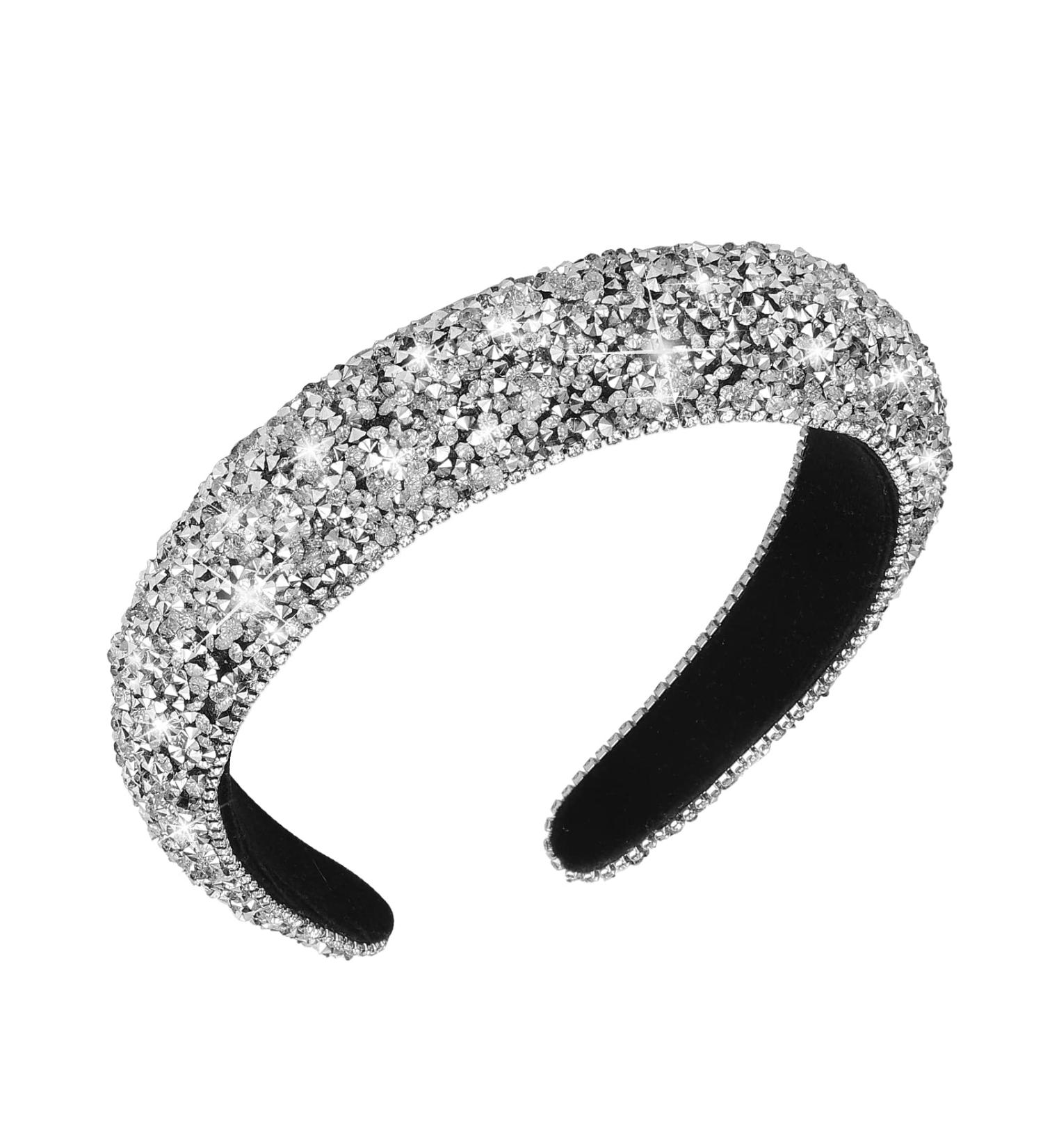 Sparkling Black Crystal Rhinestone Headband Hairband - Thick Sparkling Black Crystal Rhinestone Headband Hairband - Thick