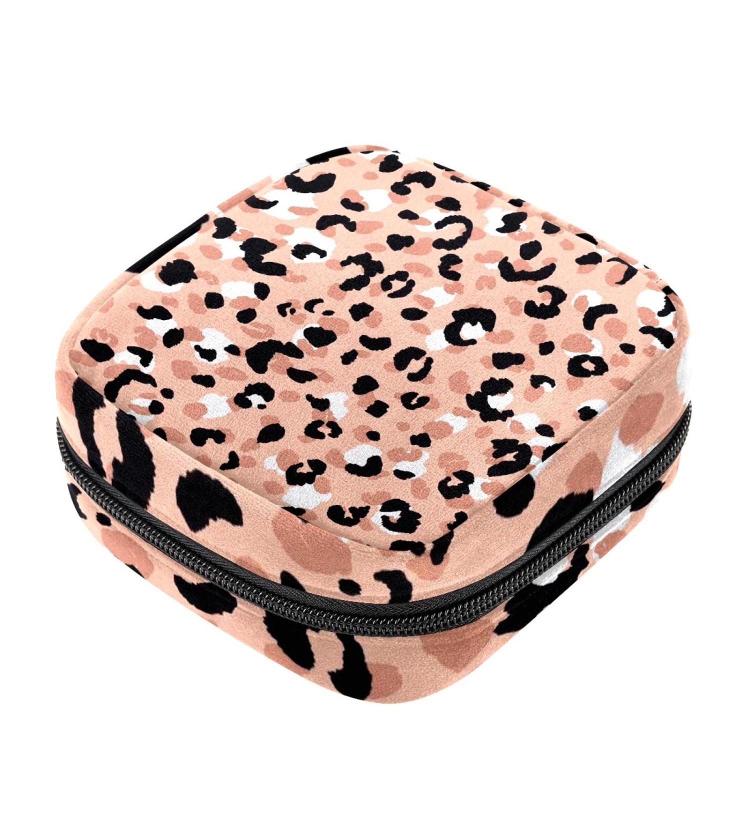 Portable Pink Leopard Print Sanitary Napkin Storage Bag for Women and Teen Girls | Menstrual Cup Pouch and Nursing Pad Holder (Multicolor) - Buy Online on GoSupps.com
