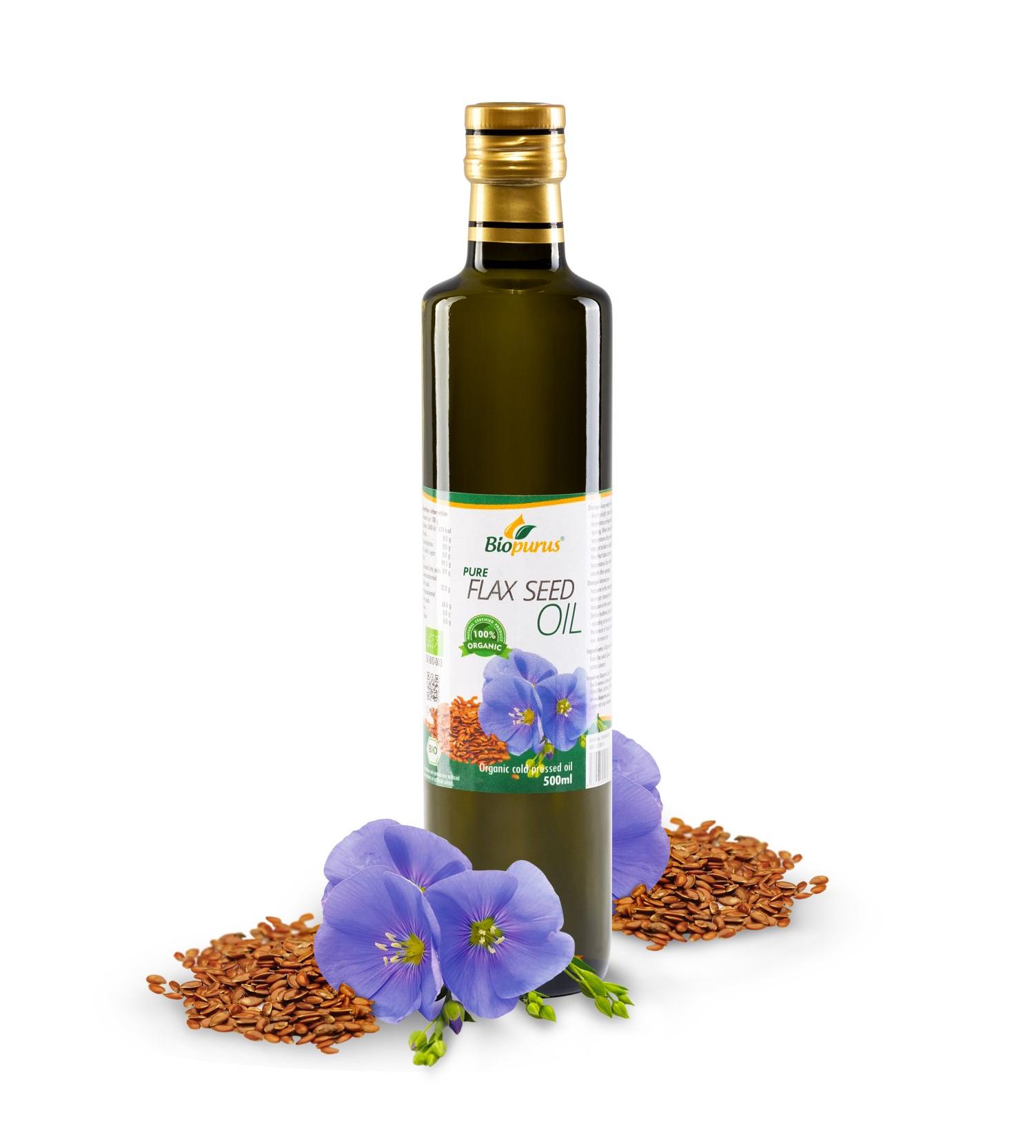 Biopurus Certified Organic Cold Pressed Flax Seed Oil 500ml
