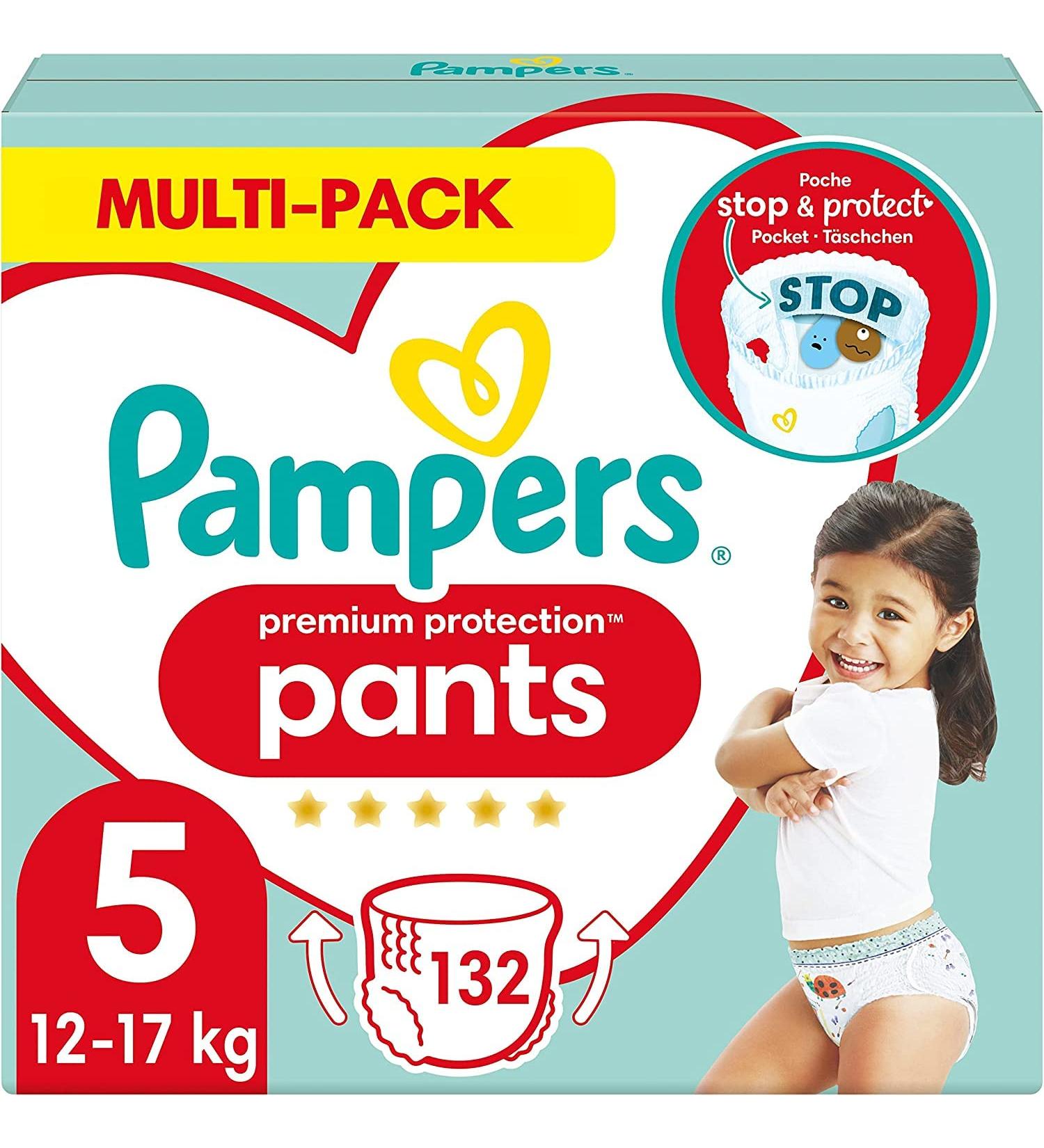 Pampers Baby Diapers Pants Size 5 (12-17kg) Premium Protection 132 Pants Diapers Old Version Size 5 (132 Pieces) OLD