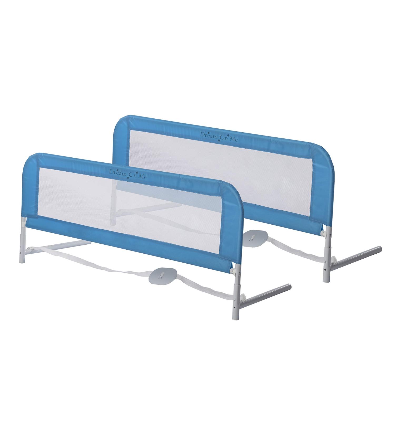 Dream On Me Adjustable Mesh Bed Rail in Blue - Two Height Levels - Breathable & Durable Fabric - Lightweight & Portable - Double Pack - Buy Online on GoSupps.com
