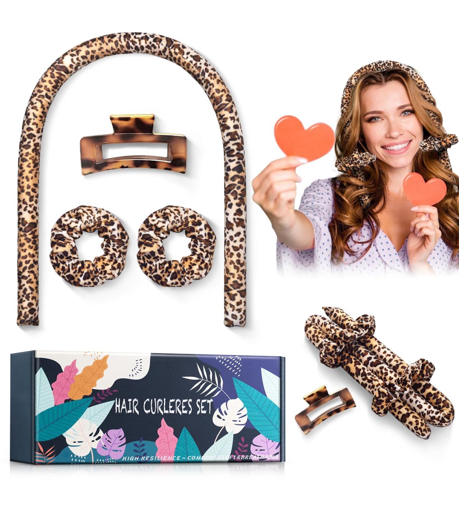 PINTAUR High Resilience Sponge Heatless Hair Curler - Leopard Print | Adjustable Overnight Headband for Long Silk Curls - Buy Online on GoSupps.com