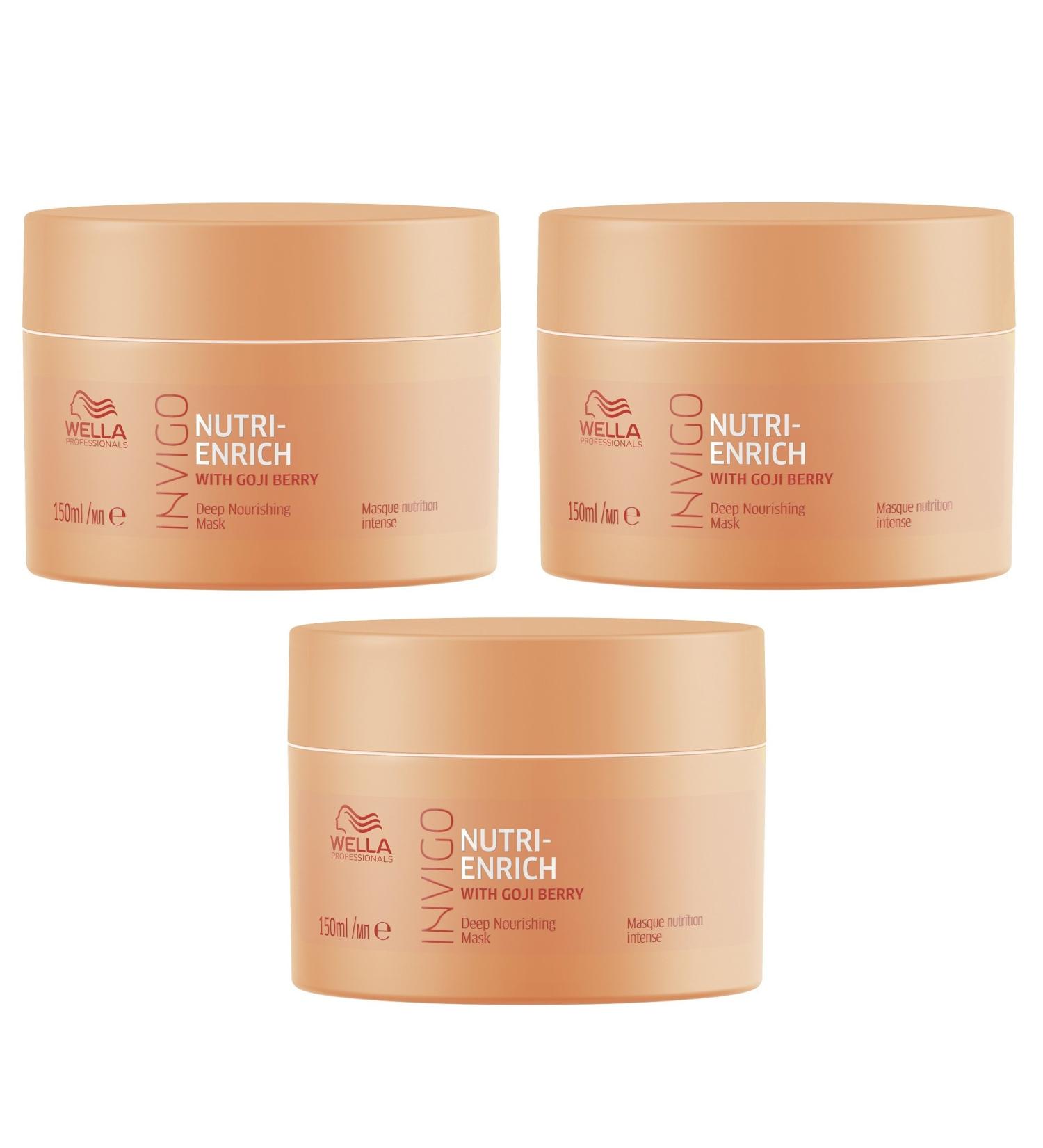 Pack of 3 Nutri Enrich Intensive Care Mask Invigo Wella Professionals with Goji Berries 150 ml each 300 ml