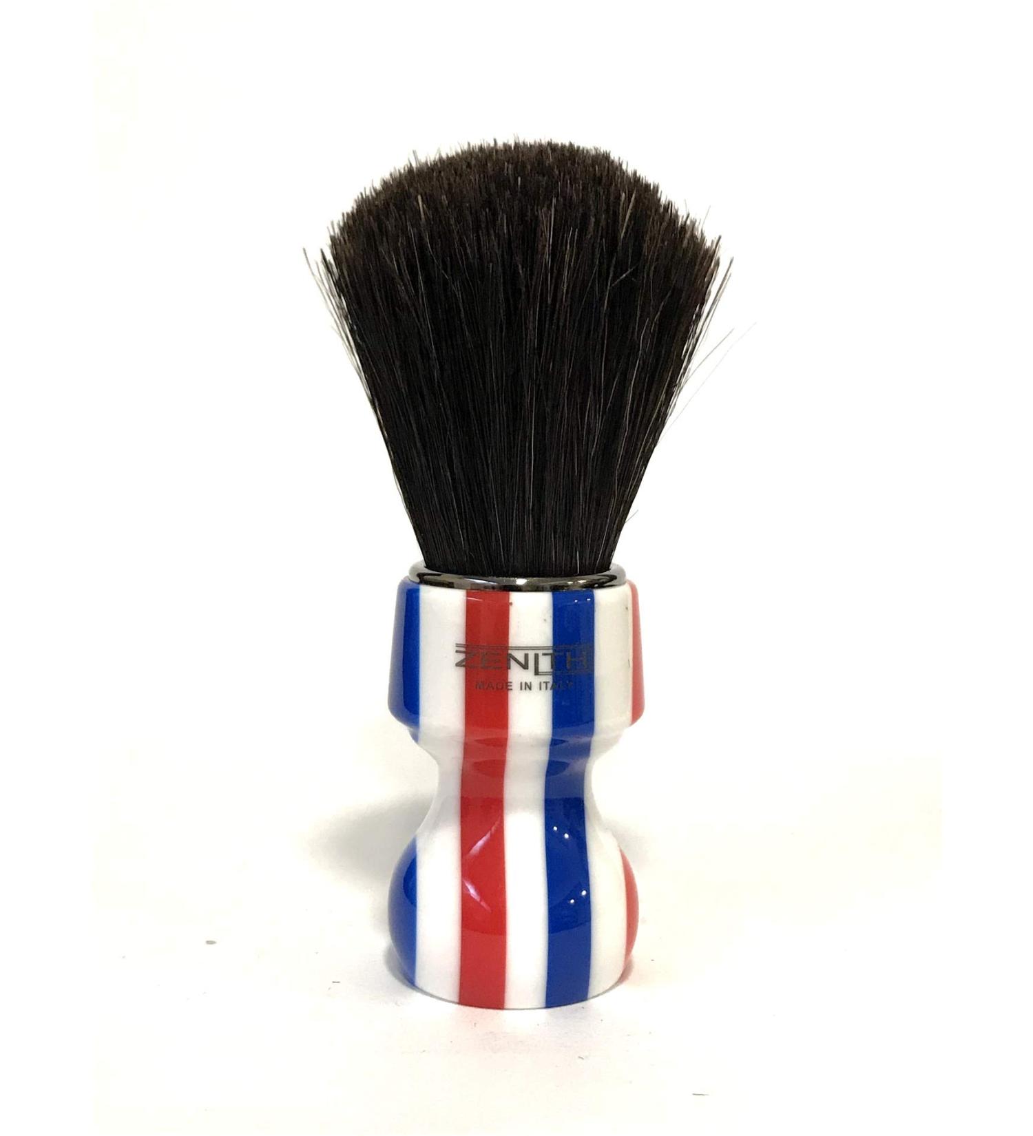 Zenith Barber Pole Shaving Brush with Horsehair - Made in Italy