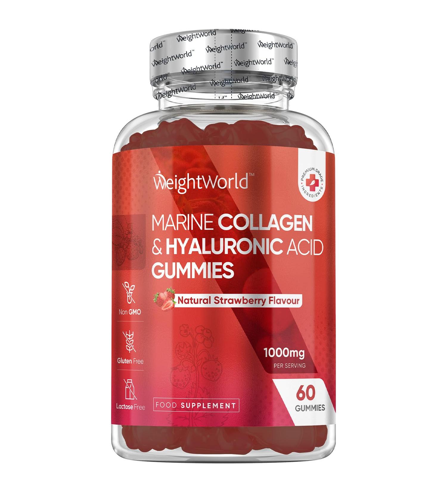 Marine Collagen Gummies with Hyaluronic Acid, Biotin, Selenium & Vitamin C - 60 Gummies for Women & Men - Buy Online on GoSupps.com