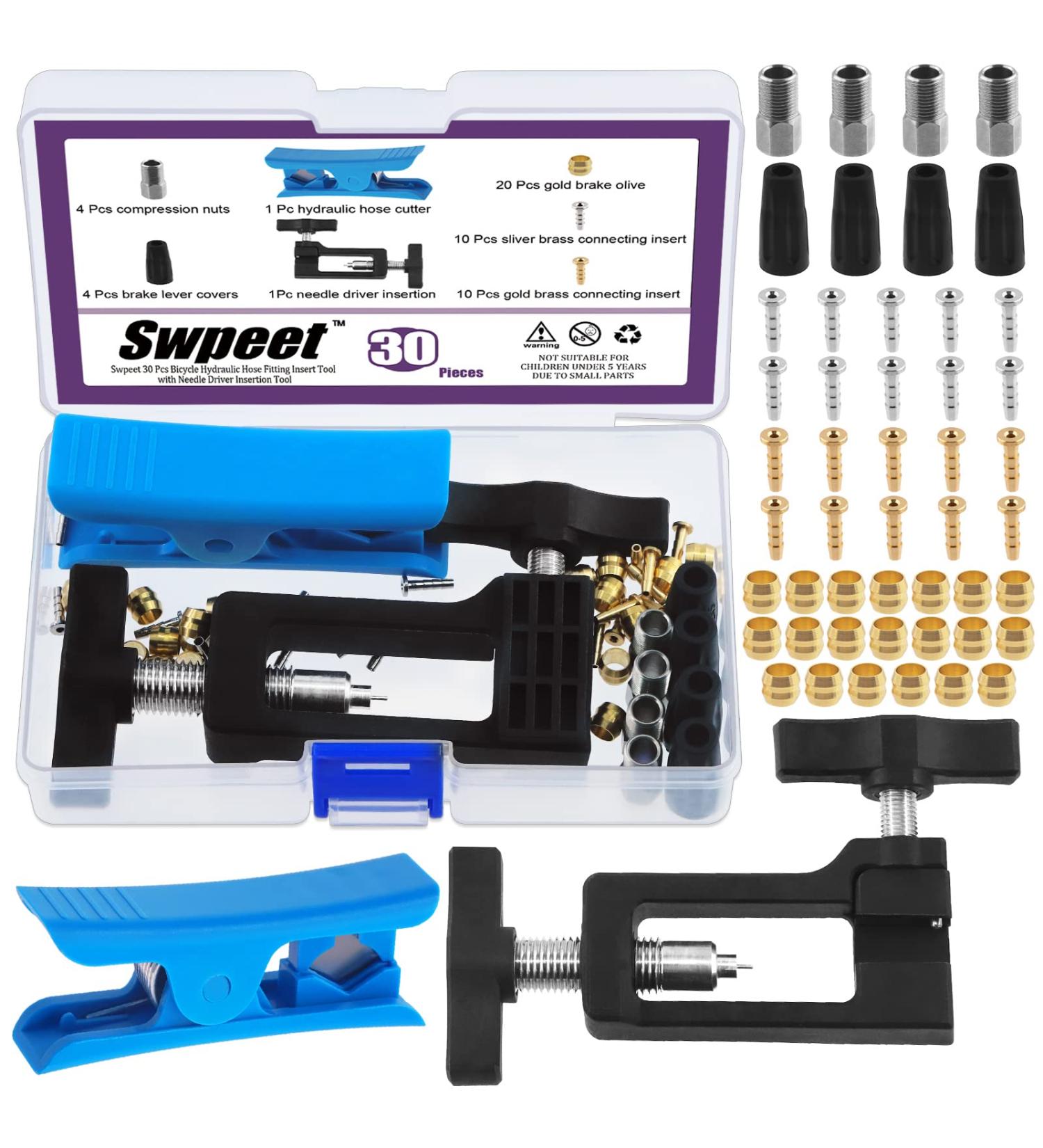 Swpeet 50Pcs Disc Brake Cable Hose Kit with Hydraulic Hose Fitting Insert Tool and Cutter - BH59/BH90, Olive & Inserts Installation for Bicycle Brake System - Buy Online on GoSupps.com