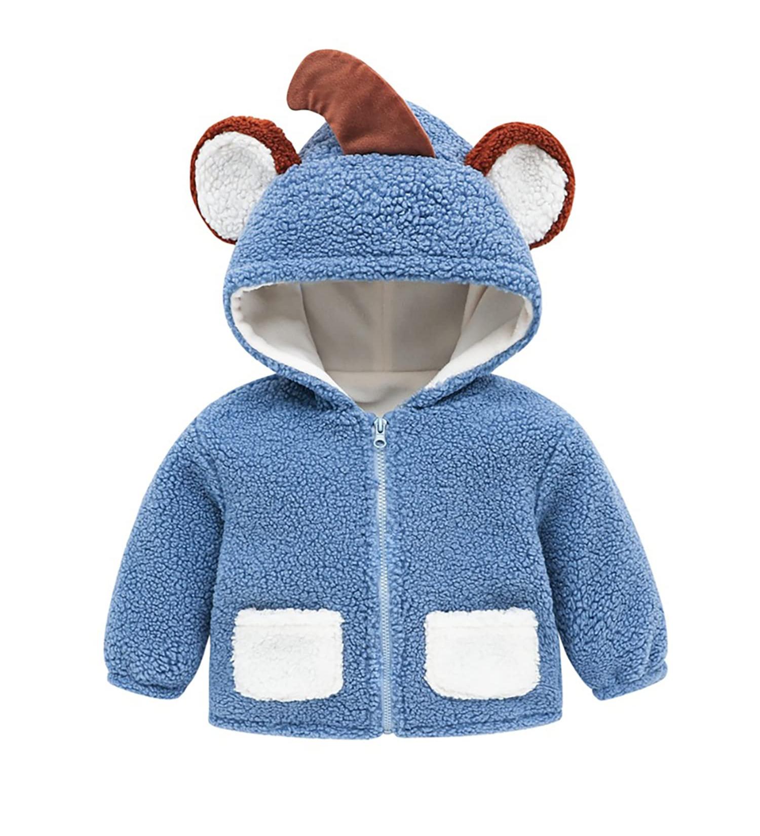 Volunboy Baby Boys Fleece Hooded Jacket - Sherpa Lined Toddler Full Zip Coat, Blue (2-3 Years) - Buy Online on GoSupps.com