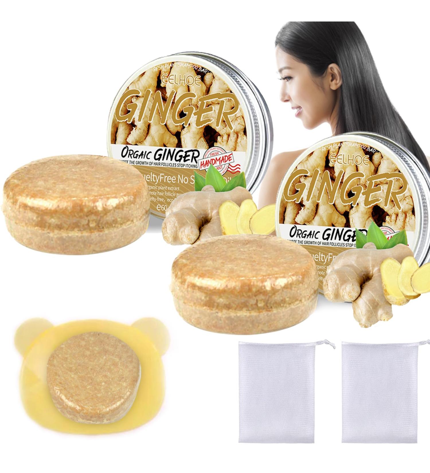 Ginger Shampoo Bar 2 Pieces Ginger Shampoo Soap Ginger Soap for Hair Ginger Shampoo Bar Repair Damaged Hair and Promote Hair Growth - Buy Online on GoSupps.com
