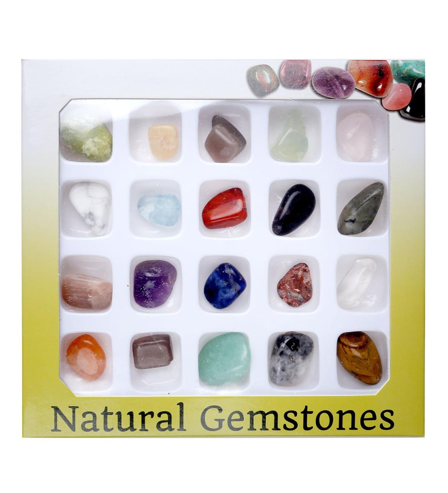JSDDE 20pcs Tumbled Mini Stones Crystal Collection Box - Healing Energy Gemstones Variety for Positive Energy - Buy Online on GoSupps.com