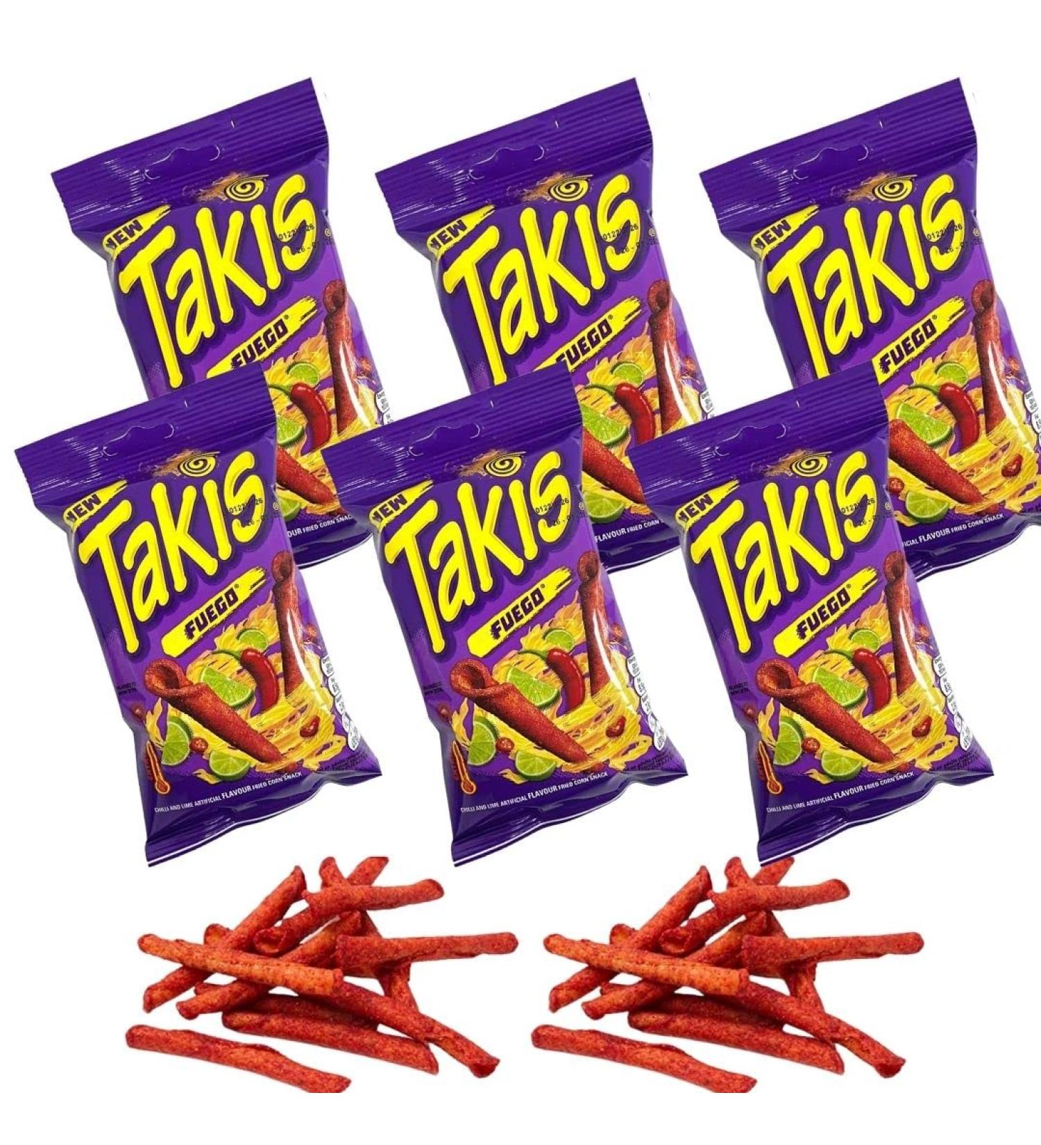 Takis Fuego 54g (PACK OF 6) - Takis Fuego Chilli Pepper and Lime Corn Chips - Extreme Hot - UK product - Multipack - Party Snack - BY BLISSIFY Chilli Lemon Corn Chips 1 Count (Pack of 6) - Buy Online on GoSupps.com