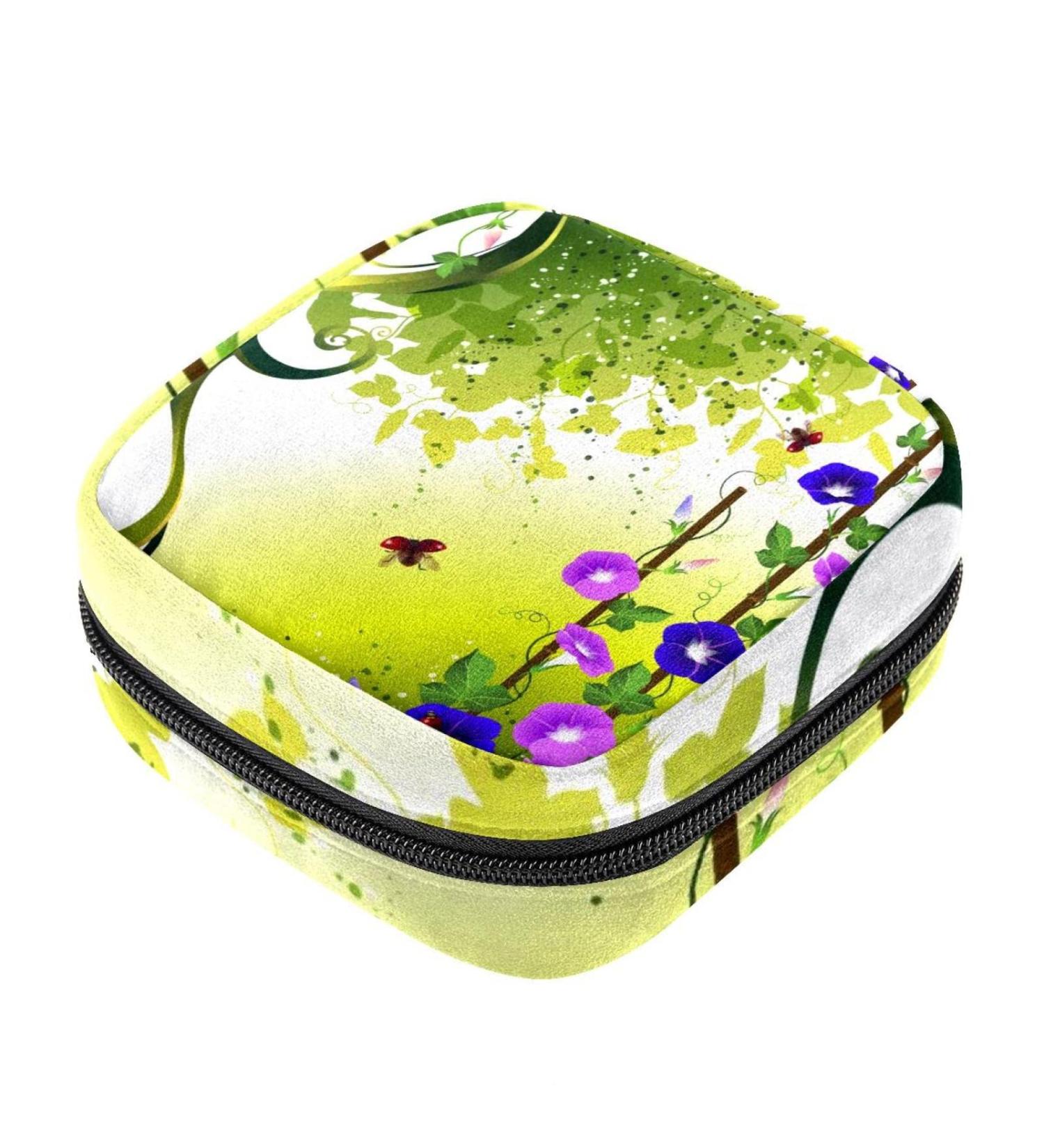 Menstruation Pad Bag with Zipper | Women s Tampon & Napkin Collection Bag - Ladybug & Morning Glory Design - Buy Online on GoSupps.com