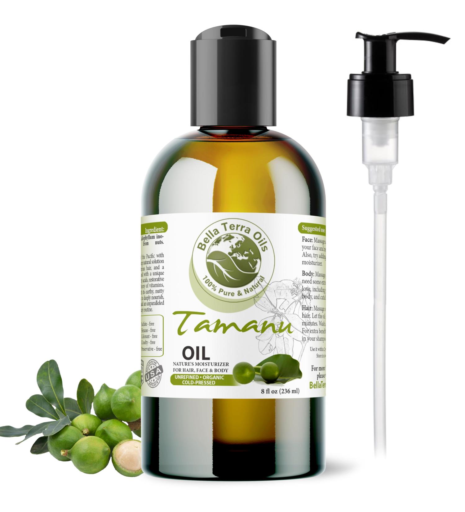 Bella Terra Oils - Organic Tamanu Oil 8 oz - Treasure Chest of Skin Nourishment High in Vitamin E & Fatty Acids Enhance Your Skin's Natural Glow 8 Fl Oz (Pack of 1) - Buy Online on GoSupps.com