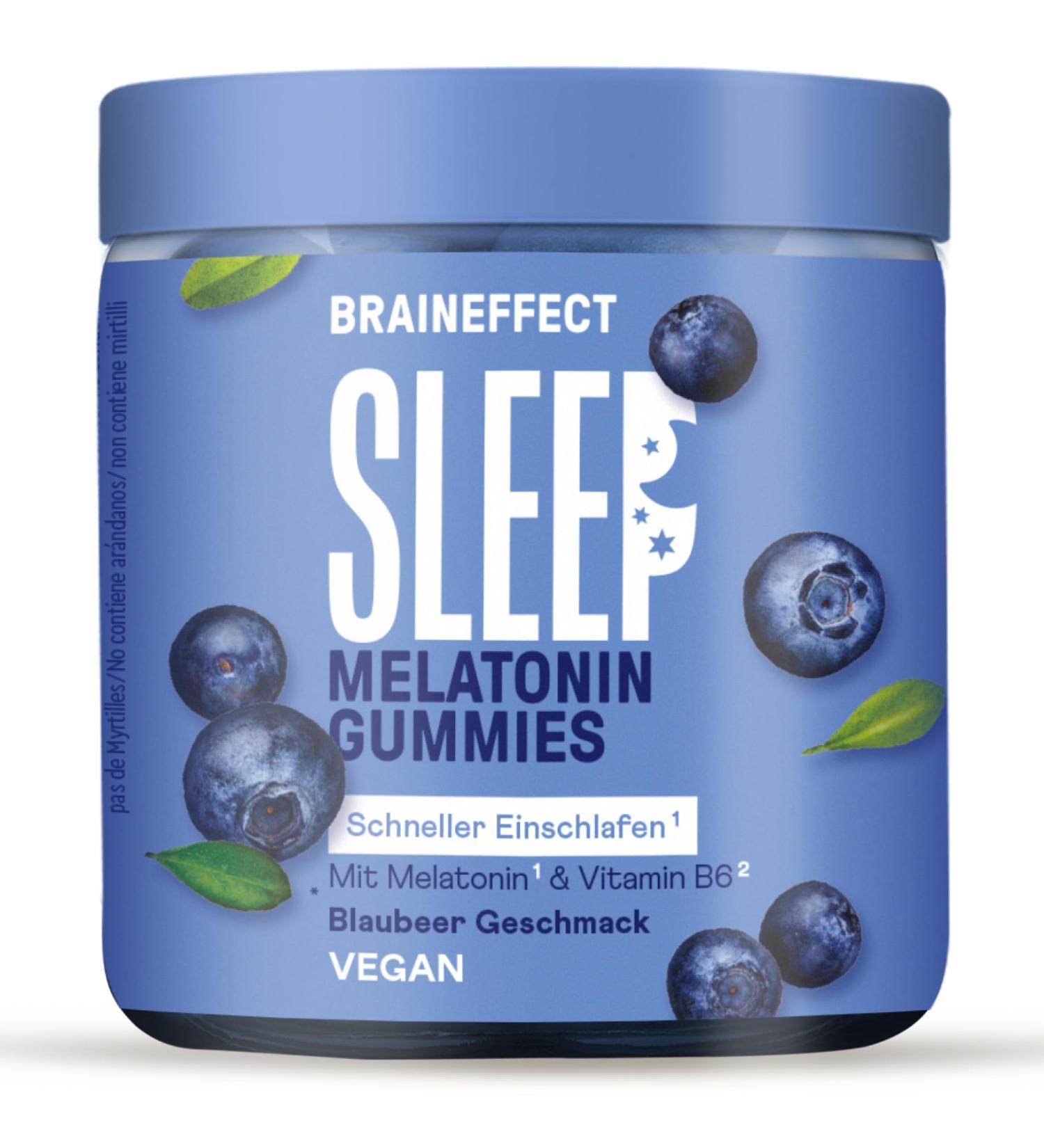 Braineffect Sleep Rubber - Vegan Melatonin Gummies (60 Pieces) | Blueberry Flavor for Faster Sleep - Buy Online on GoSupps.com