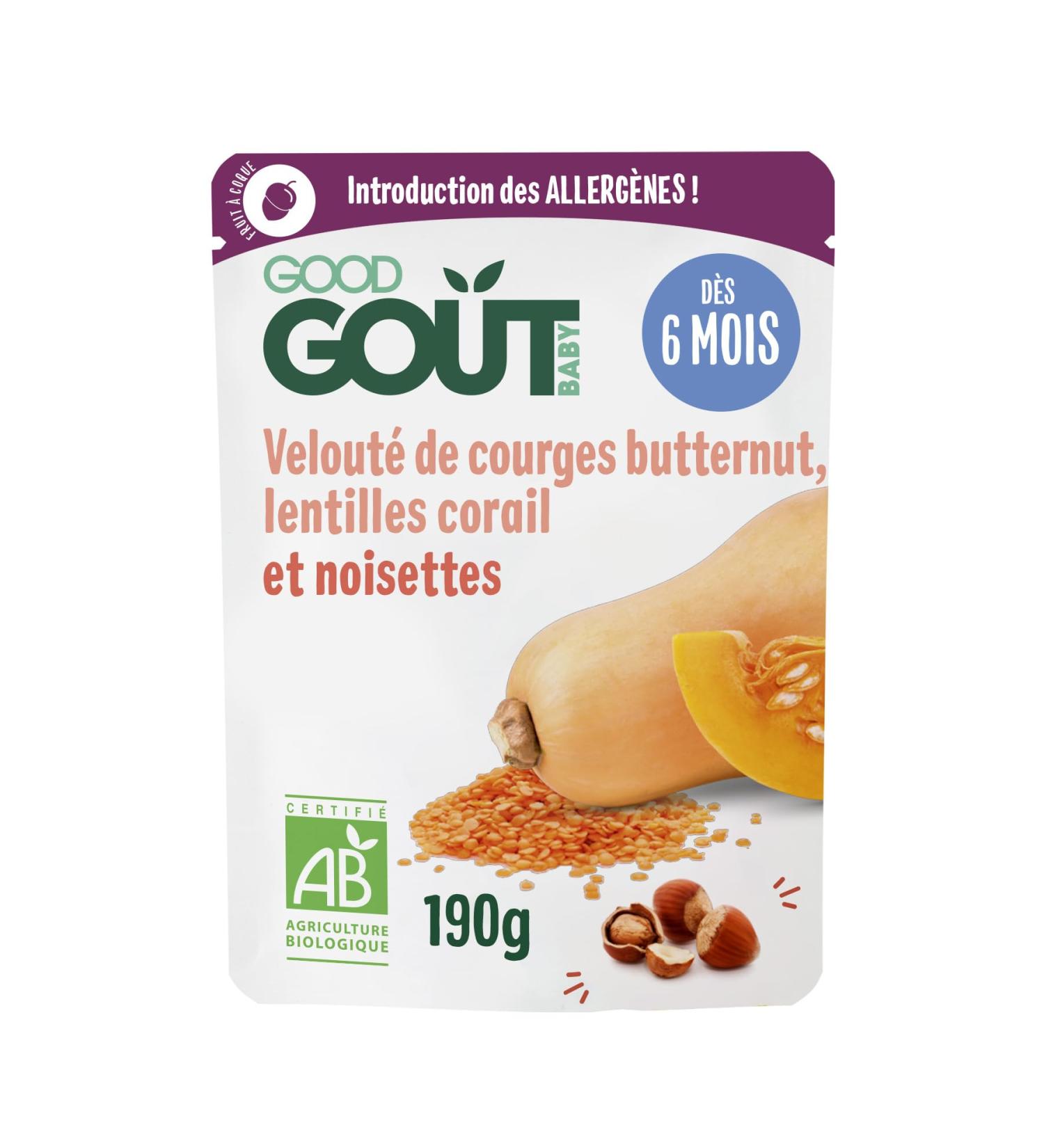 GOOD TASTE - Butternut squash soup coral lentils and hazelnuts - Baby cooked dish - Introduction of allergens - From 6 months - Buy Online on GoSupps.com