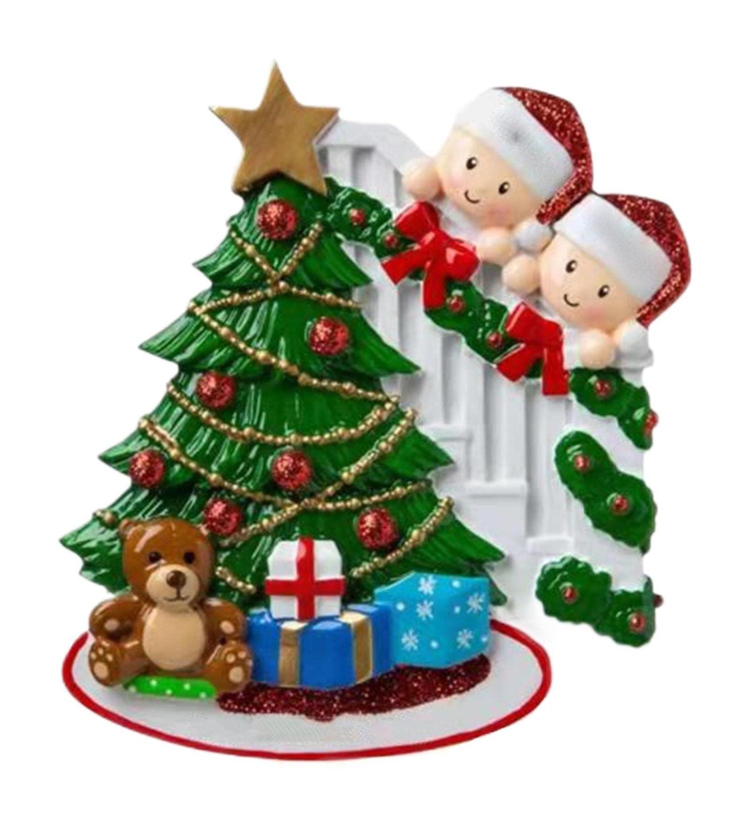 Personalised Christmas Decoration Family - Opening Family Christmas Decorations Personalised by Santa Family Around the Tree Decoration Family Opening Presented 2-Kopf-Legierung ohne Maske - Buy Online on GoSupps.com