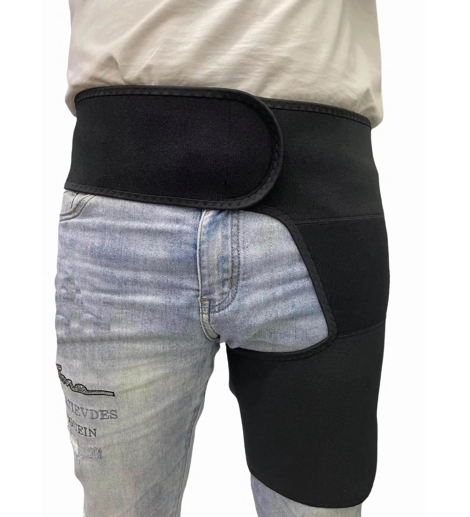 Inguinal Hip Brace Support & Sciatica Compression Sleeve for Men & Women - Stretch Quadriceps Thigh Muscles & Relieve Hip Flexor Strain Bursitis & Arthritis (Black/Red) - International Shipping Available - Buy Online on GoSupps.com