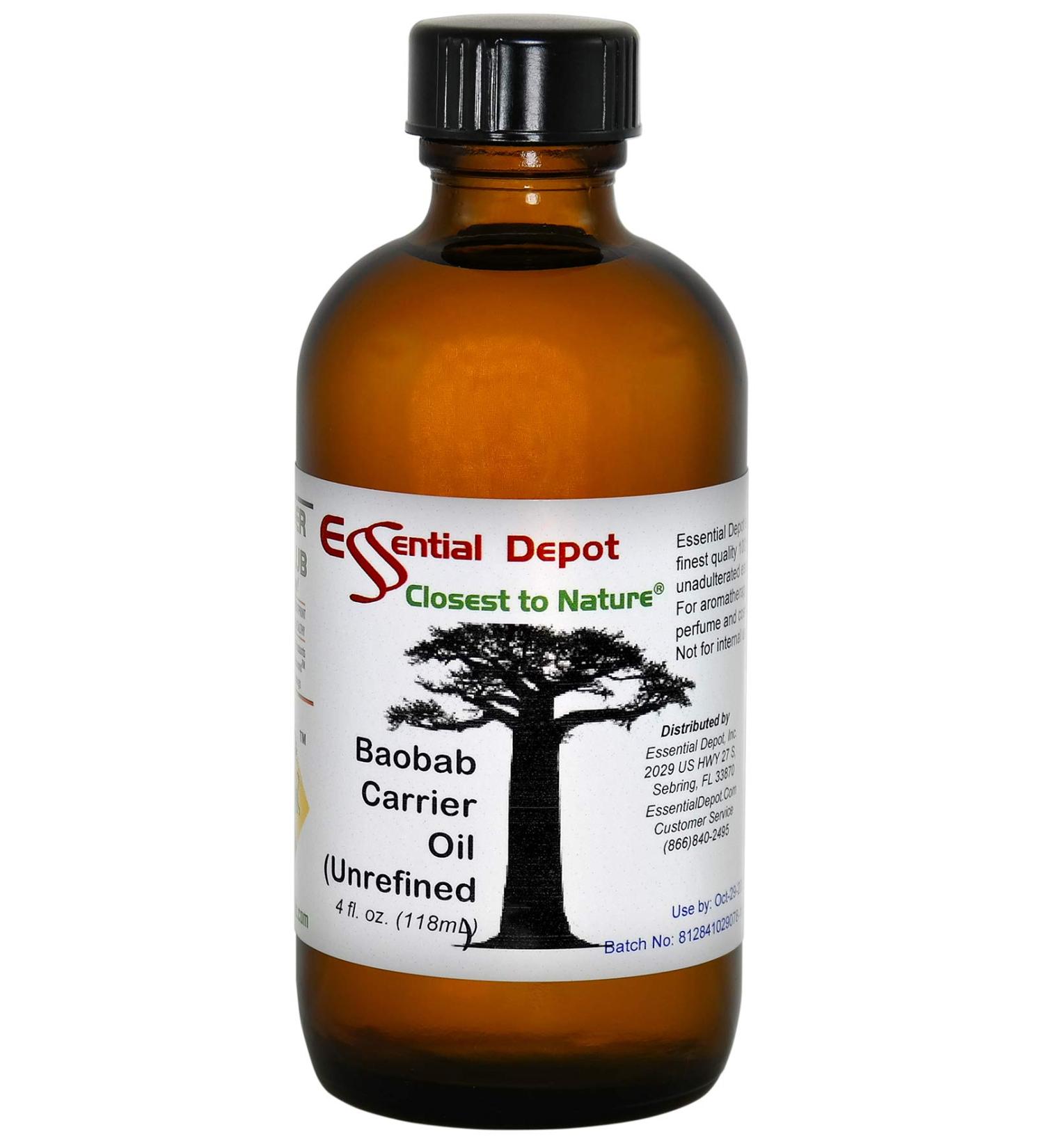 Buy Baobab Unrefined Carrier Oil - Non-GMO Vegan 4 oz - GC/MS Tested Amber Glass Bottle - International Shipping - Buy Online on GoSupps.com