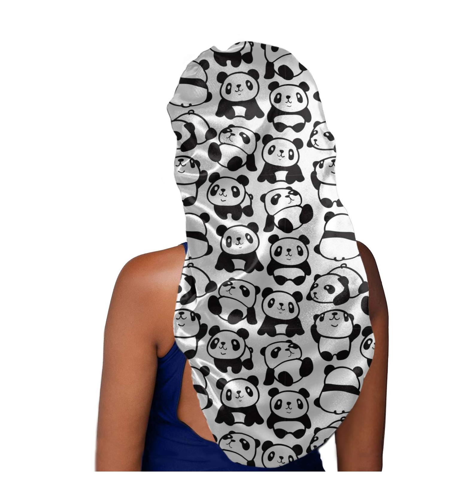 Cute Panda Pattern Satin Long Bonnet for Braids - Large Night Cap for Women and Girls - Buy Online on GoSupps.com