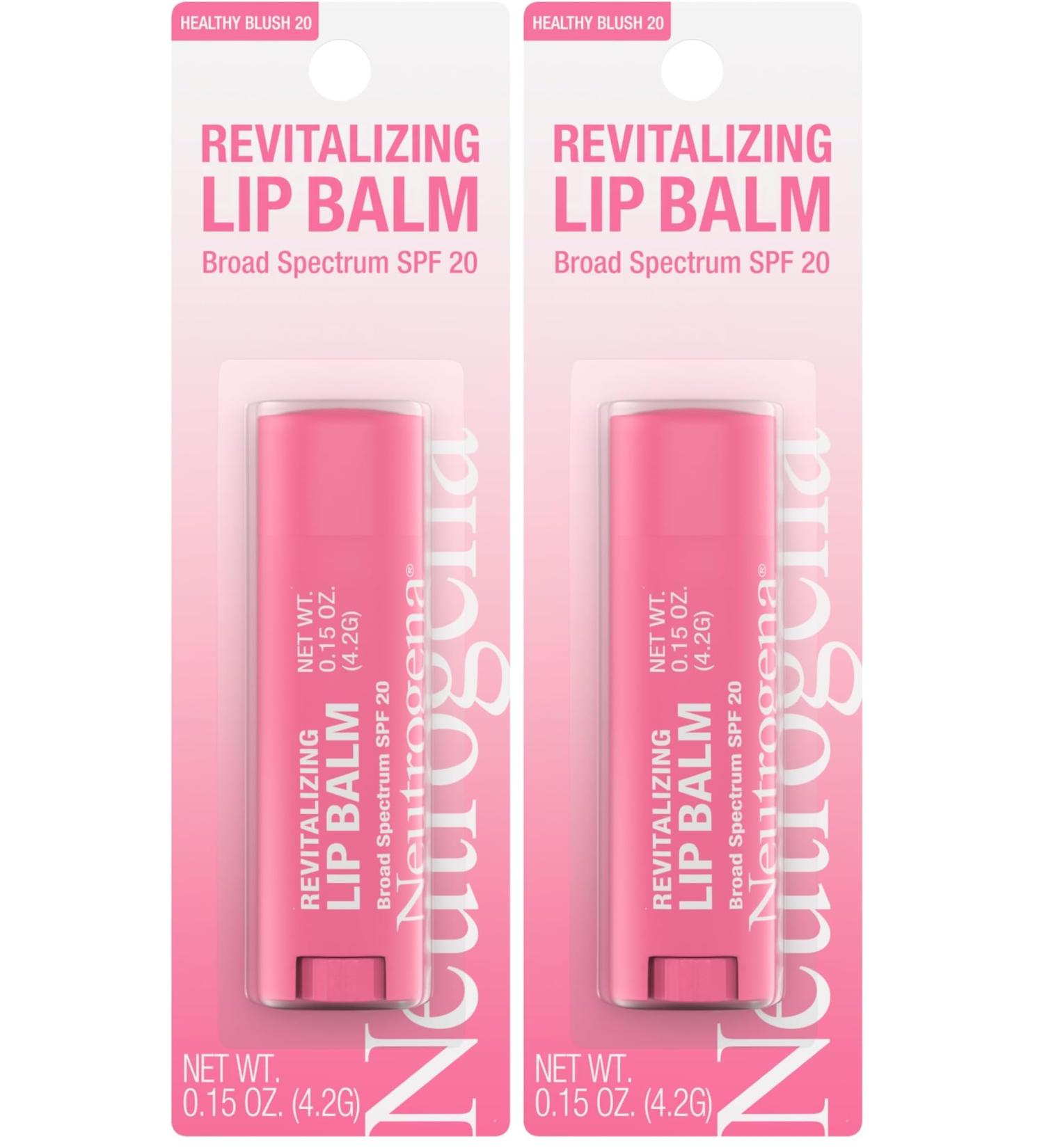 Neutrogena Revitalizing and Moisturizing Tinted Lip Balm with Sun Protective Broad Spectrum SPF 20 Sunscreen, Lip Soothing Balm with a Sheer Tint in Color Healthy Blush 20, 15 oz (Pack of 2) - Buy Online on GoSupps.com