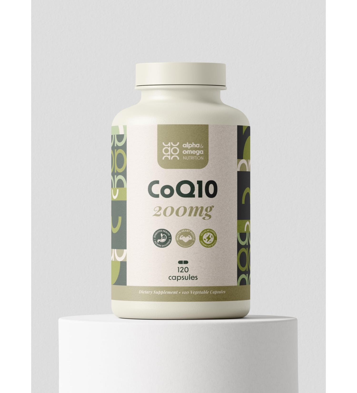 Alpha & Omega Nutrition Coq10 200mg 120 Veggie Caps Antioxidant Supplement for Vascular and Heart Health & Energy Production - 4 Month Supply - Buy Online on GoSupps.com