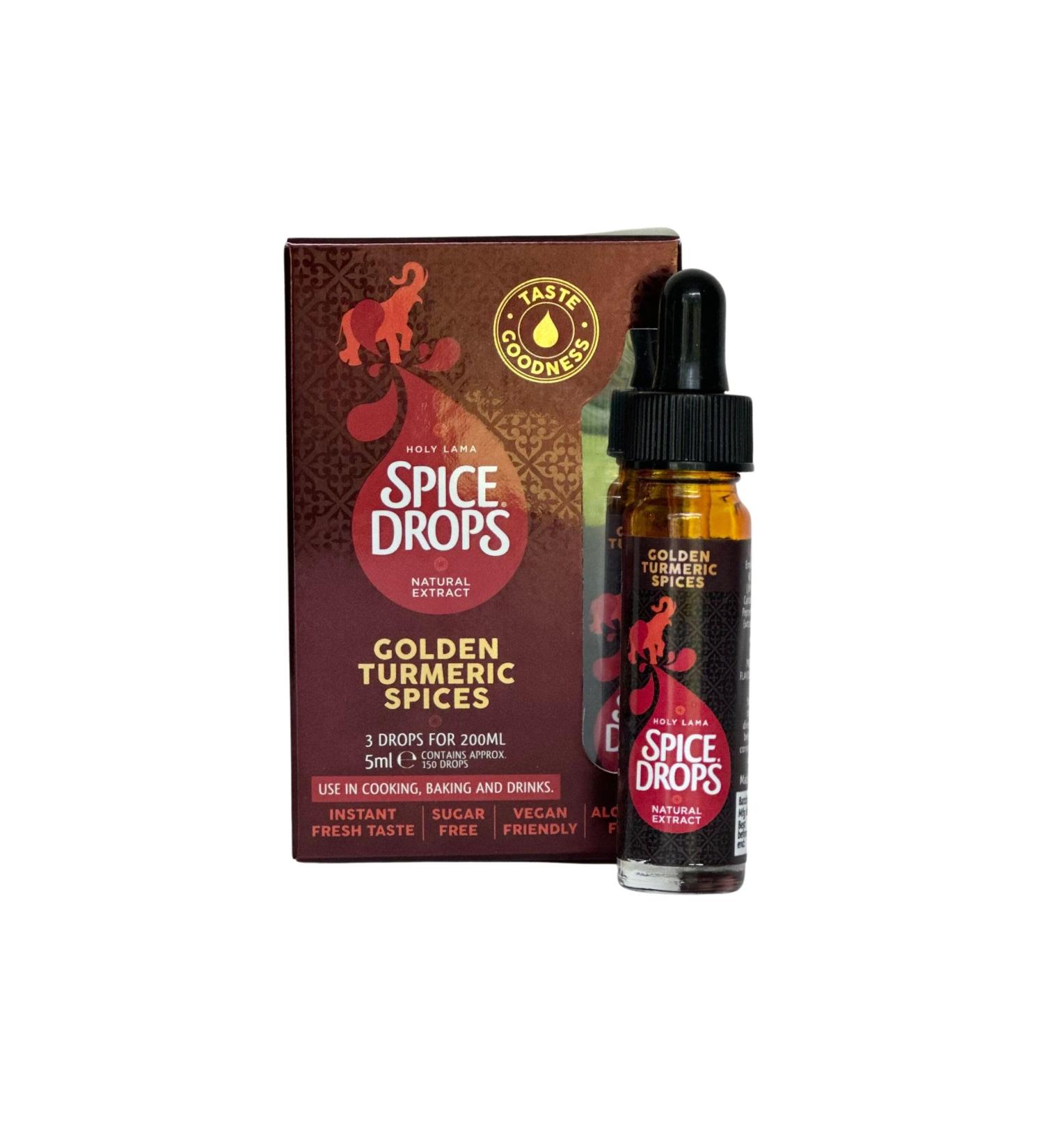 Holy Lama Spice Drops Extract Golden Tumeric Spices. Natural Pure Authentic Cooking Ingredient. Indian Savoury Latte or Hot Beverage Recipes 1 x 5ml Bottle - Buy Online on GoSupps.com