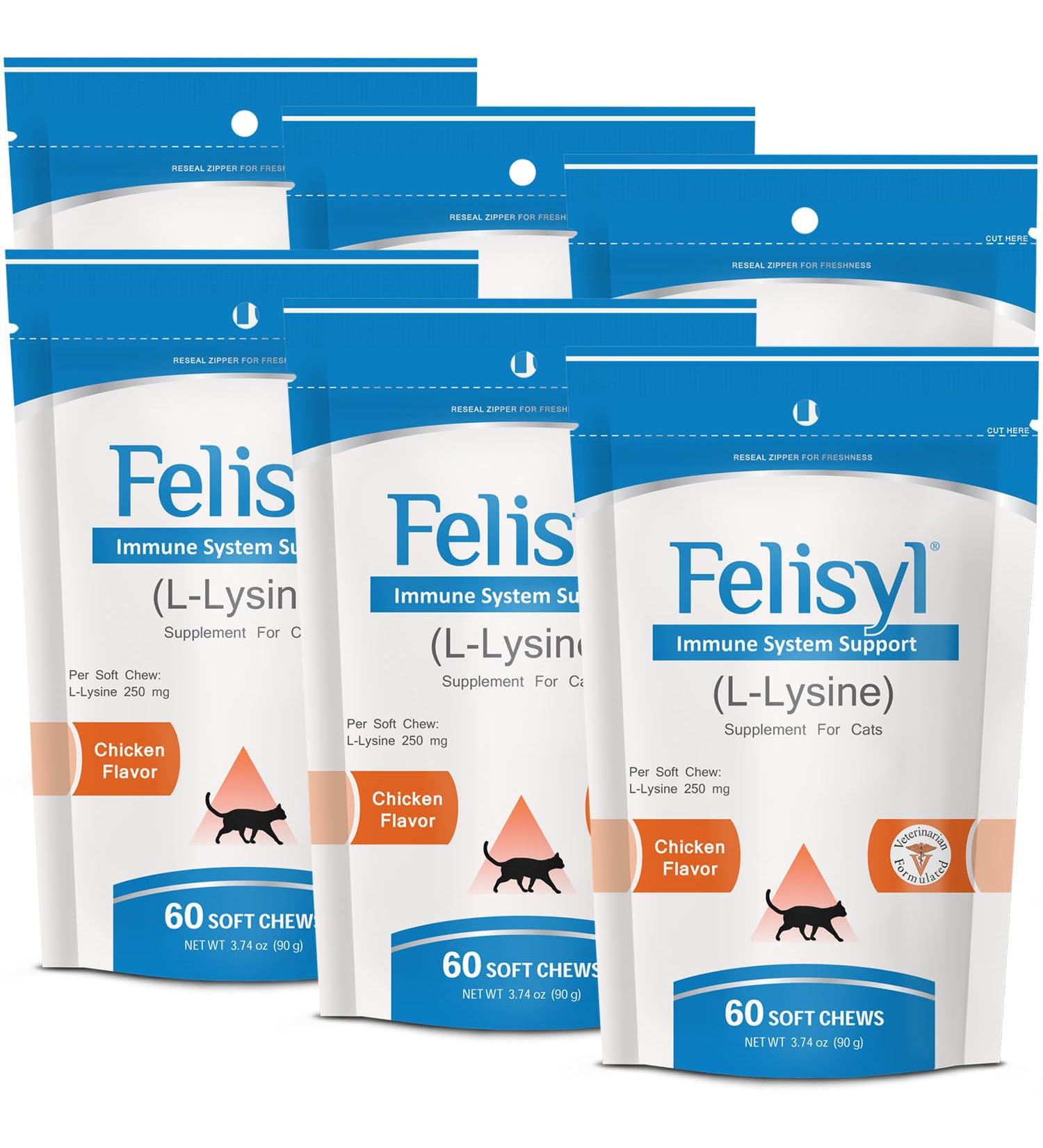Pet Health Solutions L-Lysine Soft Chews for Cats (60 Soft Chews) Supports Immune Respiratory and Eye Health. Eases Sneezing Runny Nose and Watery Eyes. Salmon Flavor - (6 Pack) - Buy Online on GoSupps.com