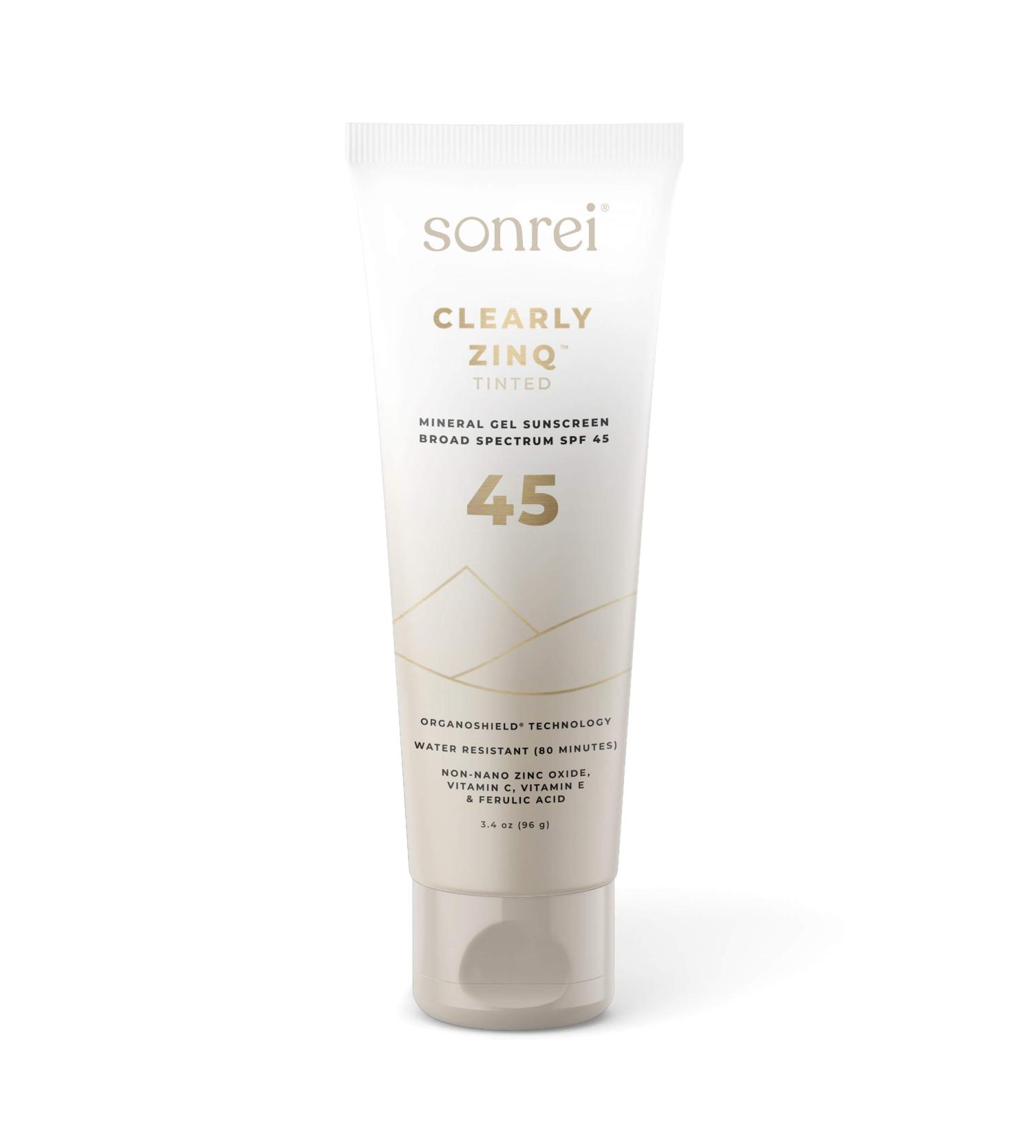 Sonrei Clearly Zinq Tinted Zinc Mineral Face and Body Gel Athleisure Sunscreen SPF 45 - 3.4 oz - Buy Online on GoSupps.com