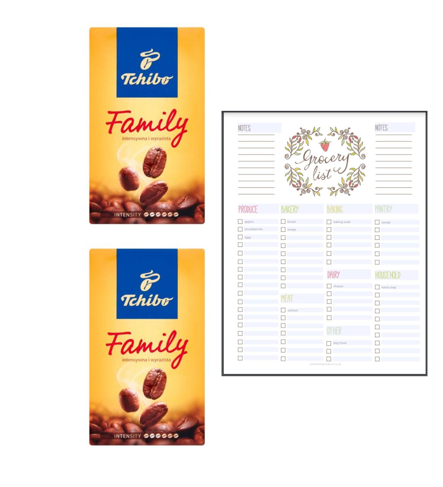 Ground Coffee Bundle which Contains Tchibo Family Roasted Ground Coffee 250G - Pack of 2 with Grocery List Card - Buy Online on GoSupps.com