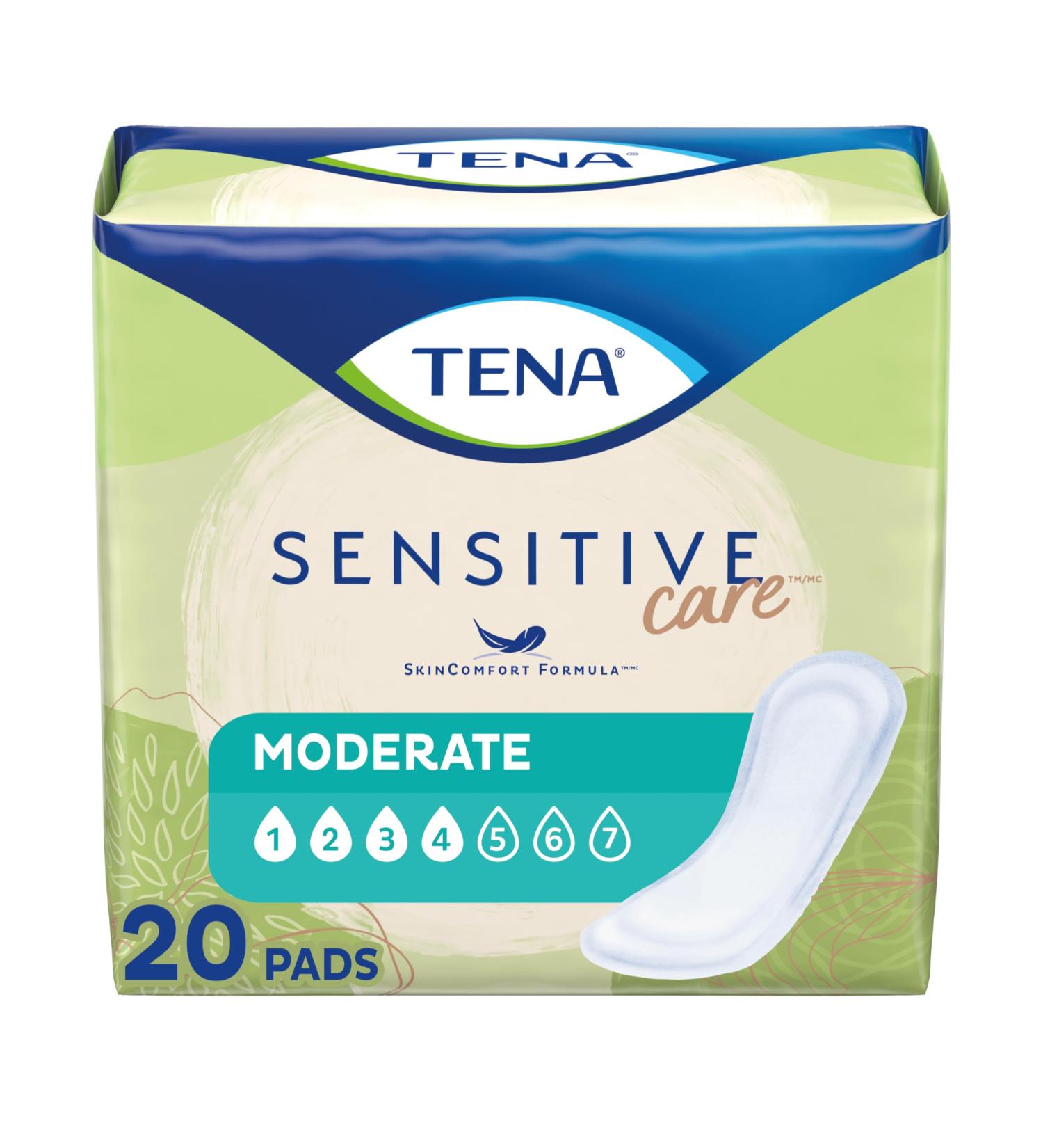 TENA Incontinence Pads for Women - Moderate Absorbency Regular Length Sensitive Care - 20 Count | Bladder Control & Postpartum Solutions - Buy Online on GoSupps.com