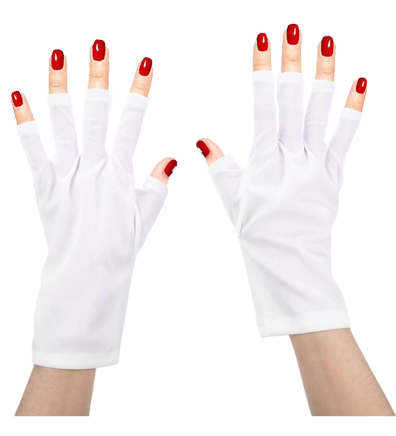 LED Nail Art Curing Lamp Anti UV Glove Skin Care Glove for Nail Dryers Beauty Personal Care Protection Nail Art Gloves Accessories Tool 1 Pair(White) - Buy Online on GoSupps.com