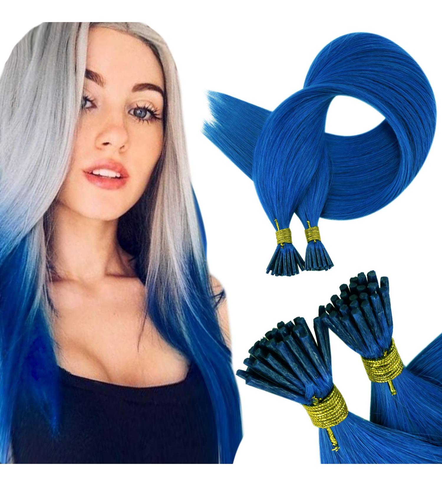 Runature Blue Bonding Extensions | Real Hair I-Tip Extensions | 50cm 20 inch 25g 25 Strand | Keratin Hair Recovery - Buy Online on GoSupps.com