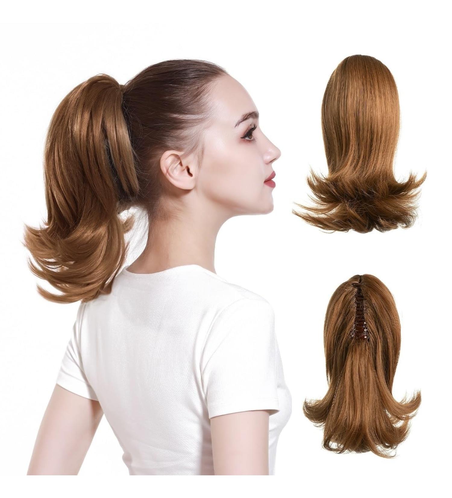 Hair Extensions 12inches Women Medium Long Hair Slightly Warped Ponytail Claw Clip Style Ponytail Hair Extension Wig Curly Hair Bun Hair Pieces For Women (Color : Light Golden Brown Size : 12 inch 12 inch Light Golden Brown - Buy Online on GoSupps.com