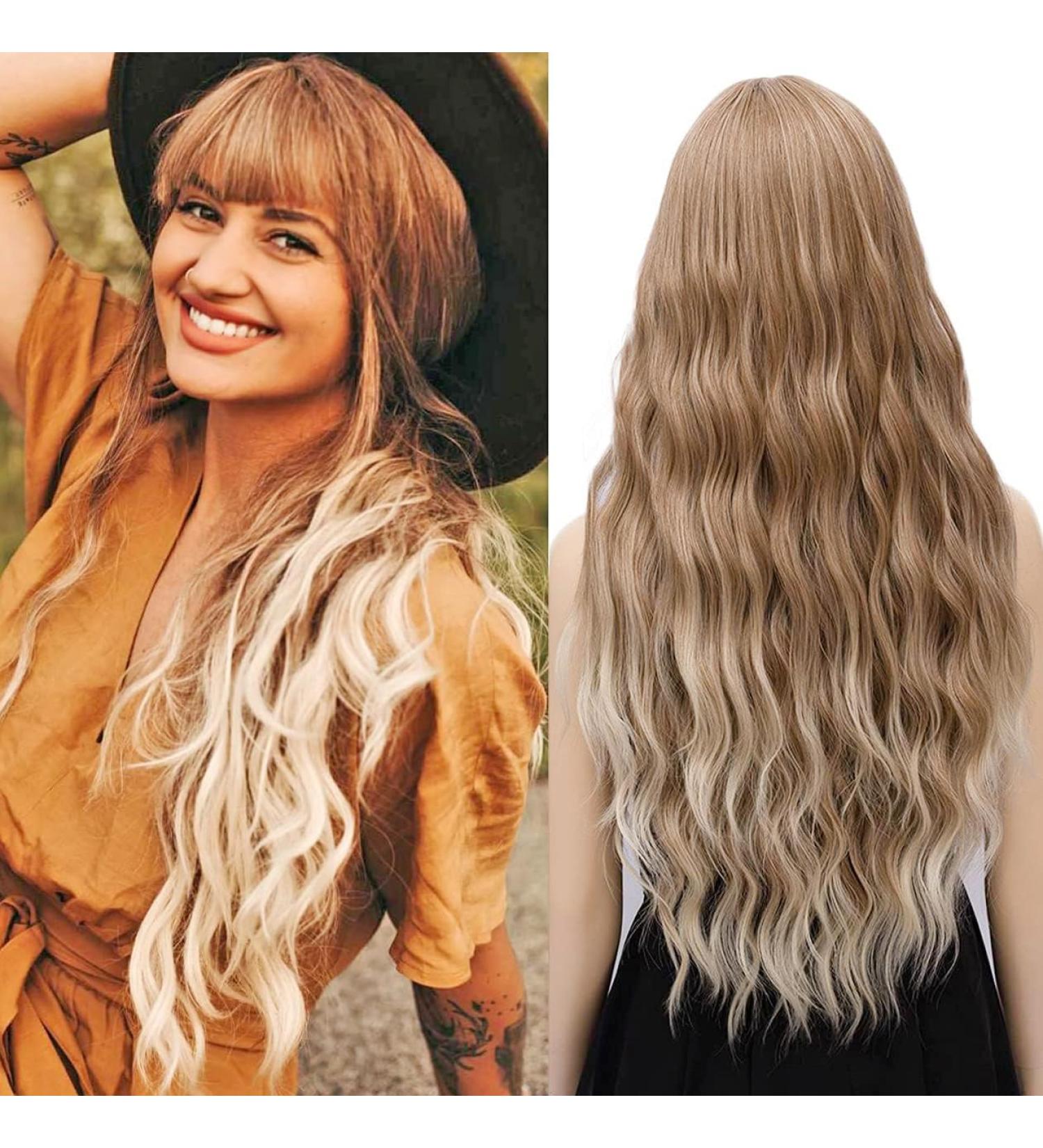 YEESHEDO Ombre Long Wavy Curly Wig for Women - Ombre Brown/Blonde - Cosplay & Daily Wear - Buy Online on GoSupps.com
