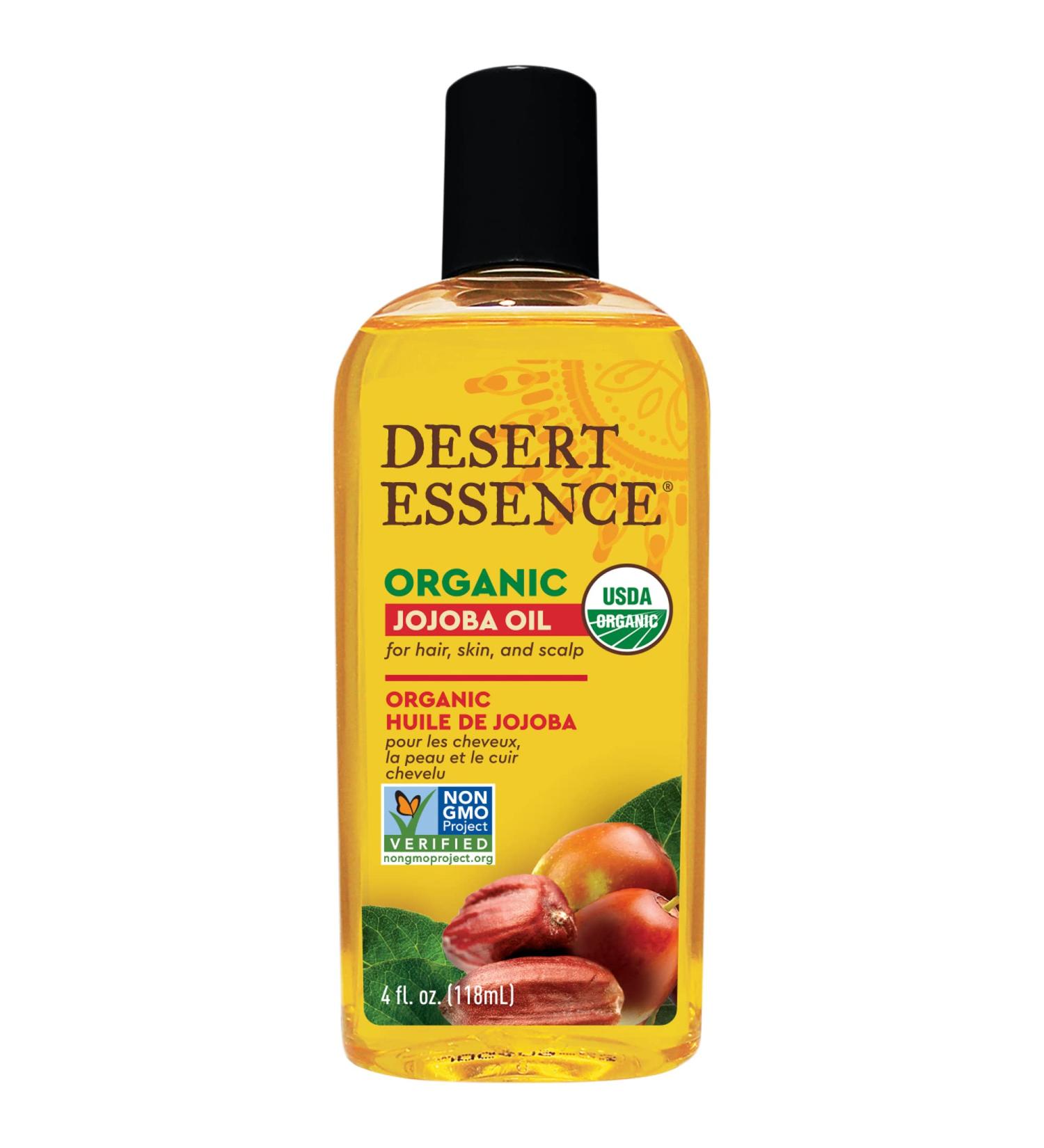 Desert Essence Jojoba Oil 4 Fl Oz - Moisturizer for Face, Skin & Hair | Cleanses Pores, Prevents Scalp Flakiness, Fights Infections | USDA Certified & Sensitive Skin Friendly - Buy Online on GoSupps.com