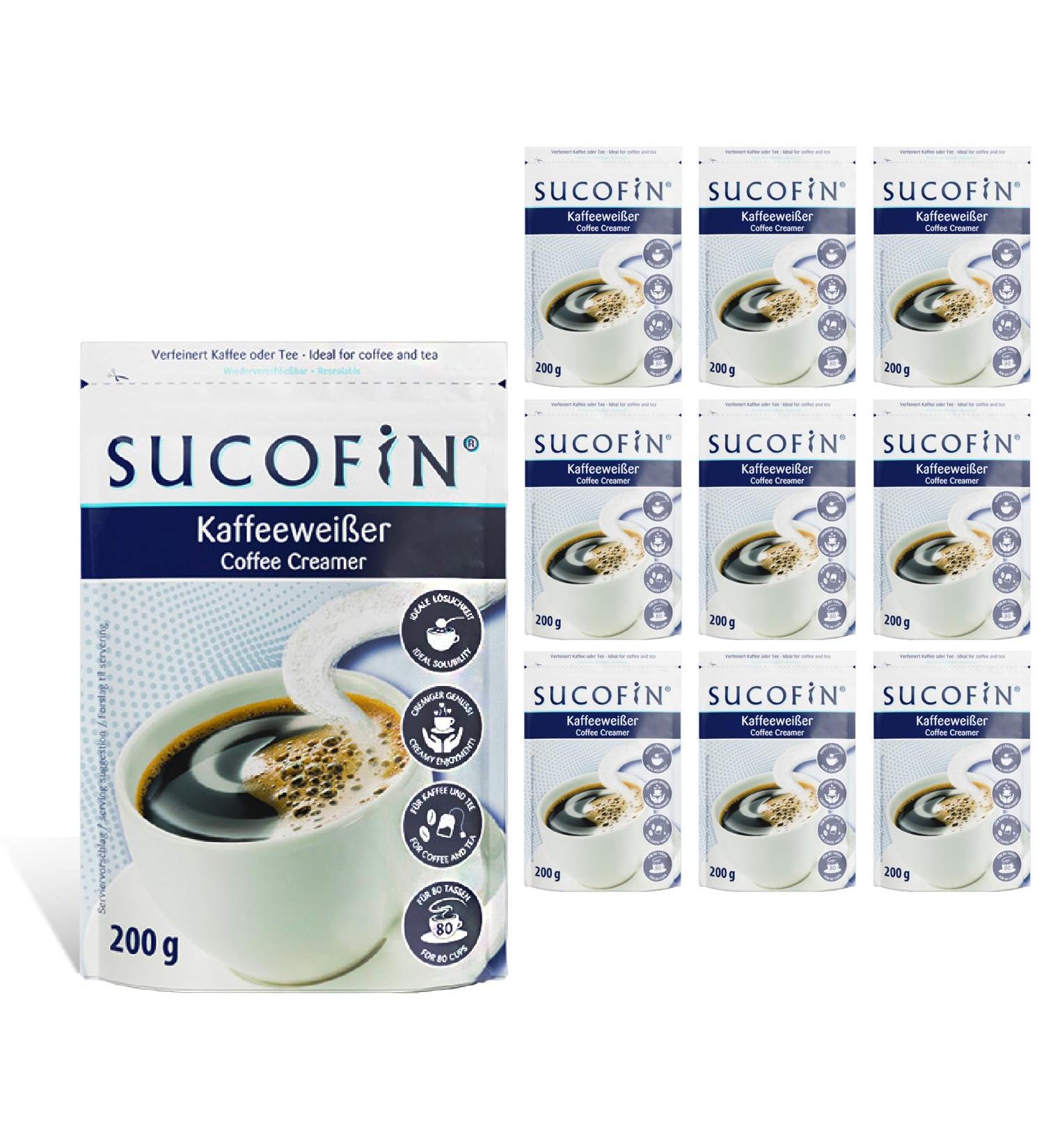 Sucrofin Coffee White Powder 10x200g - Easily Soluble Ideal for Coffee & Tea 800 Cups Milk Powder Replacement - Buy Online on GoSupps.com