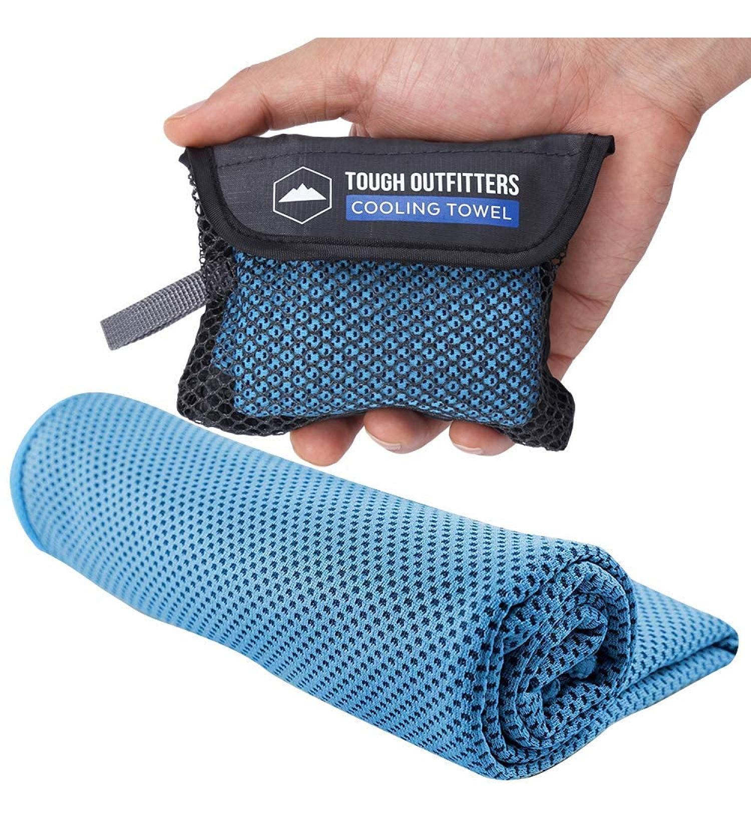 Light Blue Cooling Towel - Sweat Rag for Gym, Running, Golf & Yoga - Head & Neck Wraps for Hot Weather - Skin Cancer Foundation Recommended - Buy Online on GoSupps.com