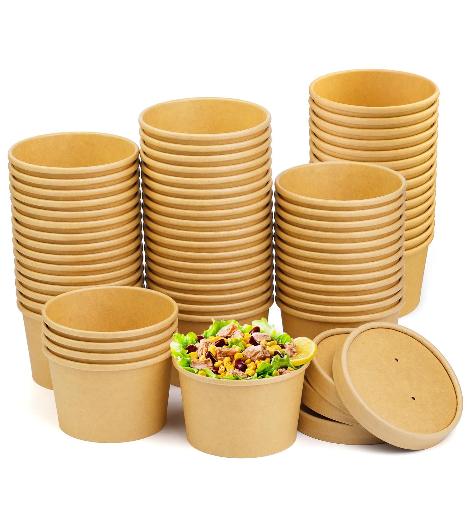 BALDCC 75 Pack 8 Oz Soup Containers with Lids Disposable Containers with Lids for Food Ice Cream Cups with Lids. Ice Cream Container for Storing Food in the Refrigerator or Carrying Out Brown 75 Pack 8 Oz - Buy Online on GoSupps.com