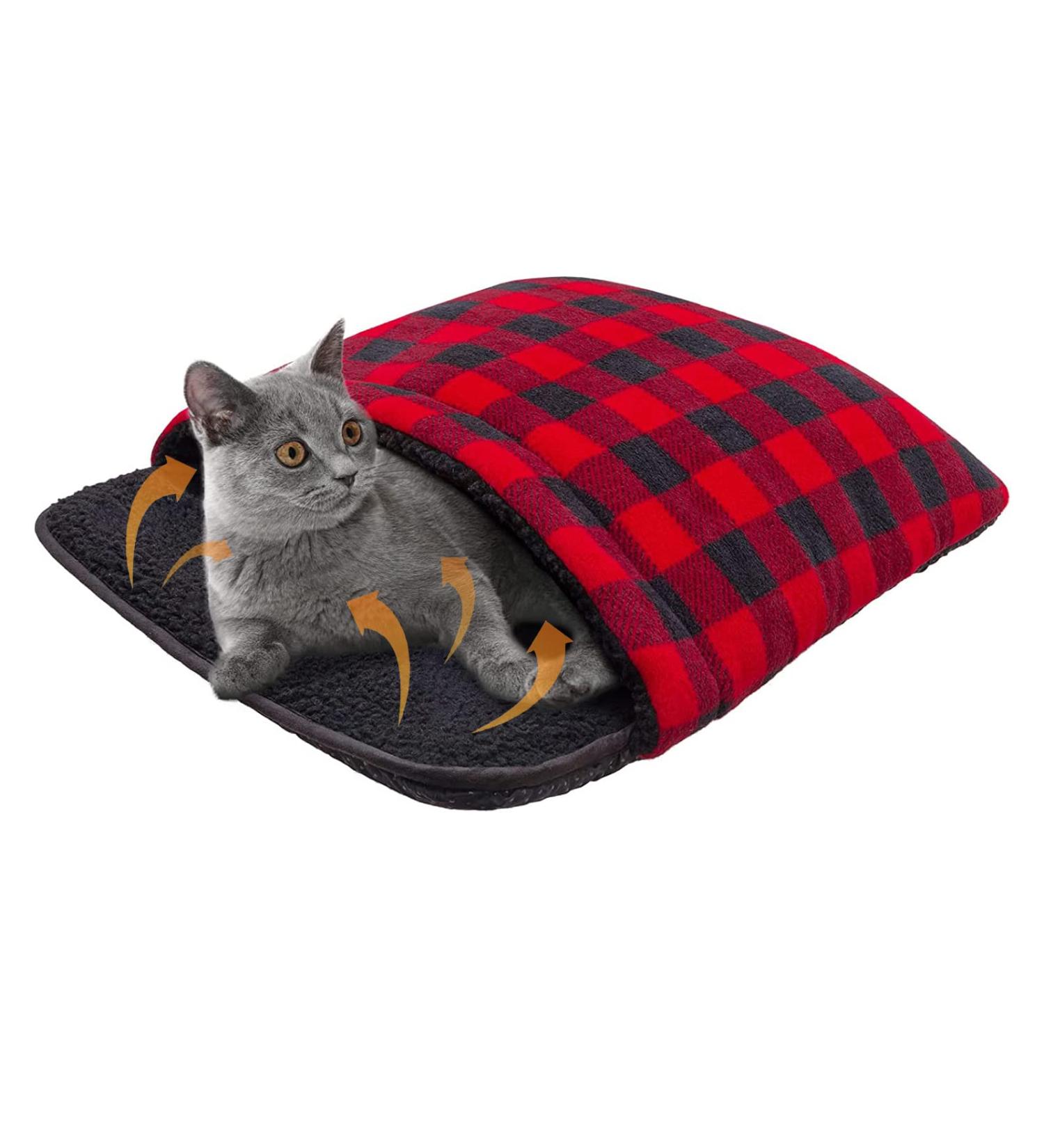 SCIROKKO Self Warming Cat Bed - No-Slip Plaid Thermal Pet Cave for Kitten - Buy Online on GoSupps.com