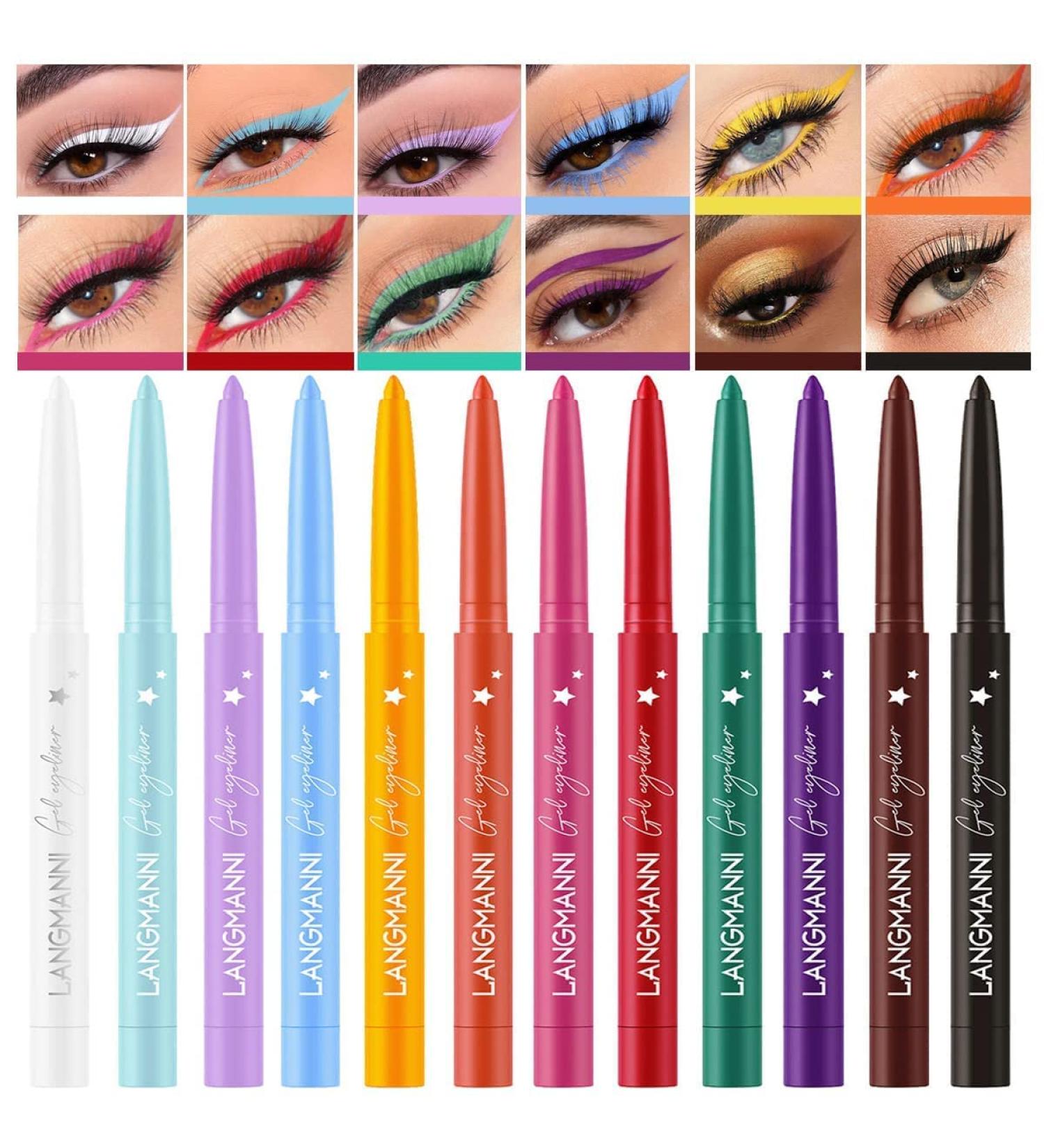 Buy 12 Colors Matt Eyeliner Set - Waterproof Neon Gel Pens | Long-Lasting Christmas Makeup Gift for Women - Buy Online on GoSupps.com