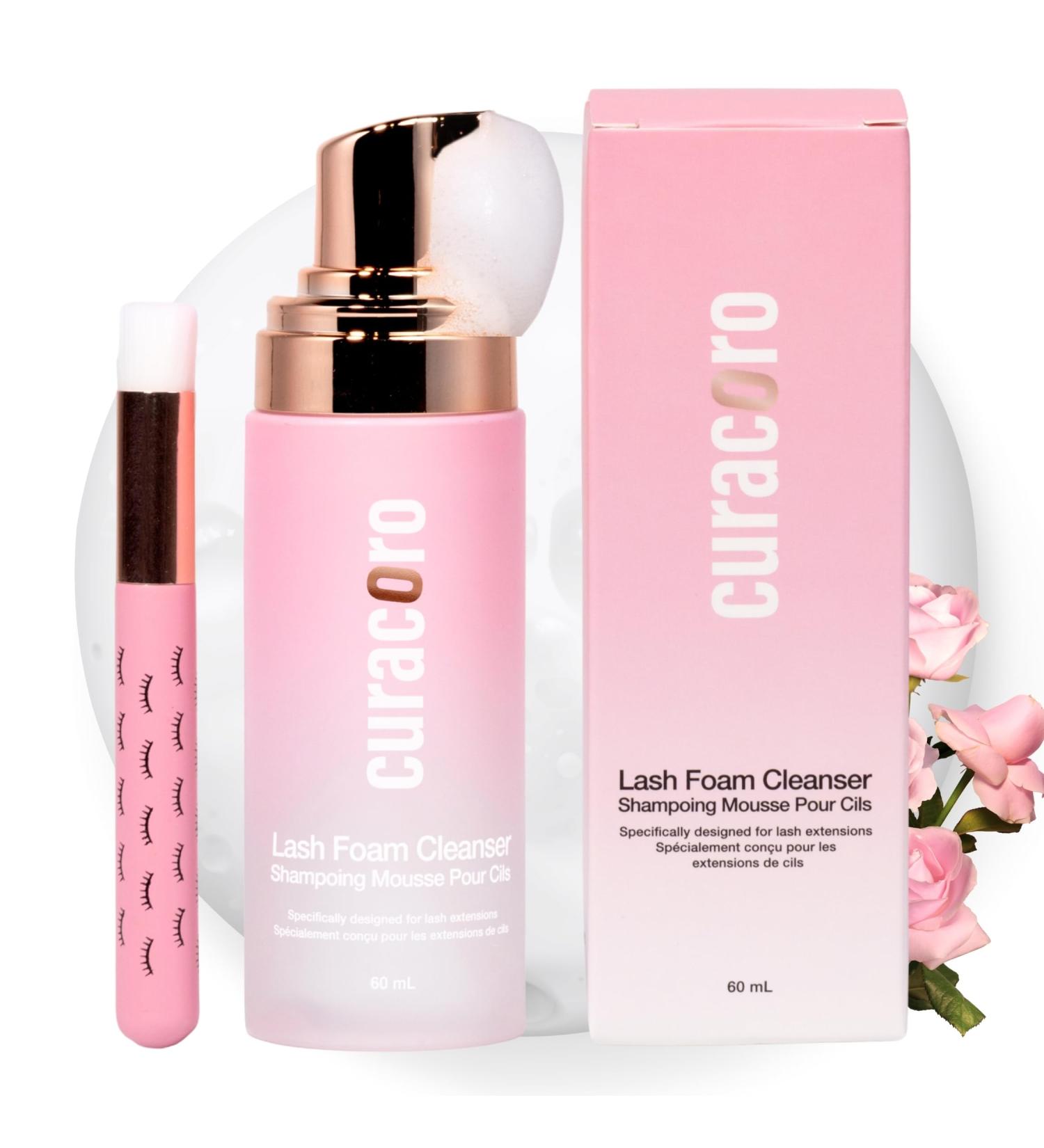 Curacoro 60ML Shampoing pour extensions de cils (Parfum Rose) - mousse nettoyante pour peau sensible limine le maquillage waterproof pour usage professionnel et domestique. Lash Shampoo (60ML Rose Scented) - Buy Online on GoSupps.com
