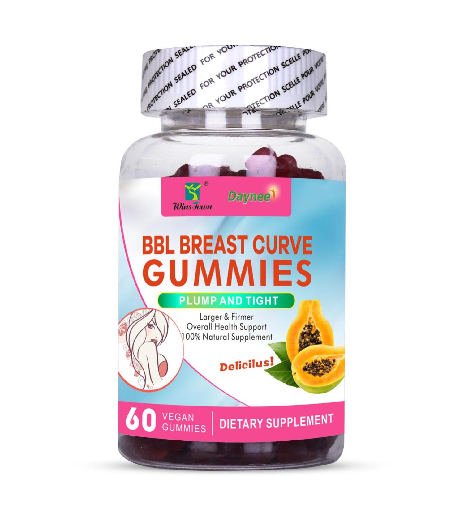 BBL Breast Curve Gummies, Chest & Buttock Lift Supplments, Plump & Tight, Larger & Firmer, 60 Count Papaya flavor - Buy Online on GoSupps.com