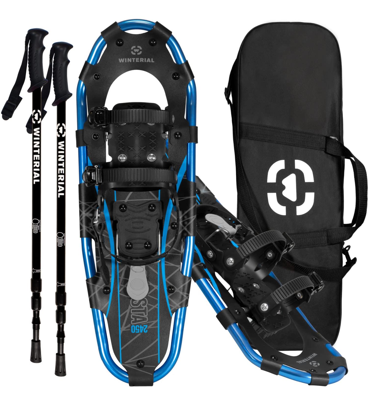 Winterial Aluminum Shasta Snow Shoes 25 Inch Dark Blue - Includes Trekking Poles and Carry Bag - Lightweight Snowshoes for Men, Women, Youth - Ideal for Rolling Terrain - Buy Online on GoSupps.com