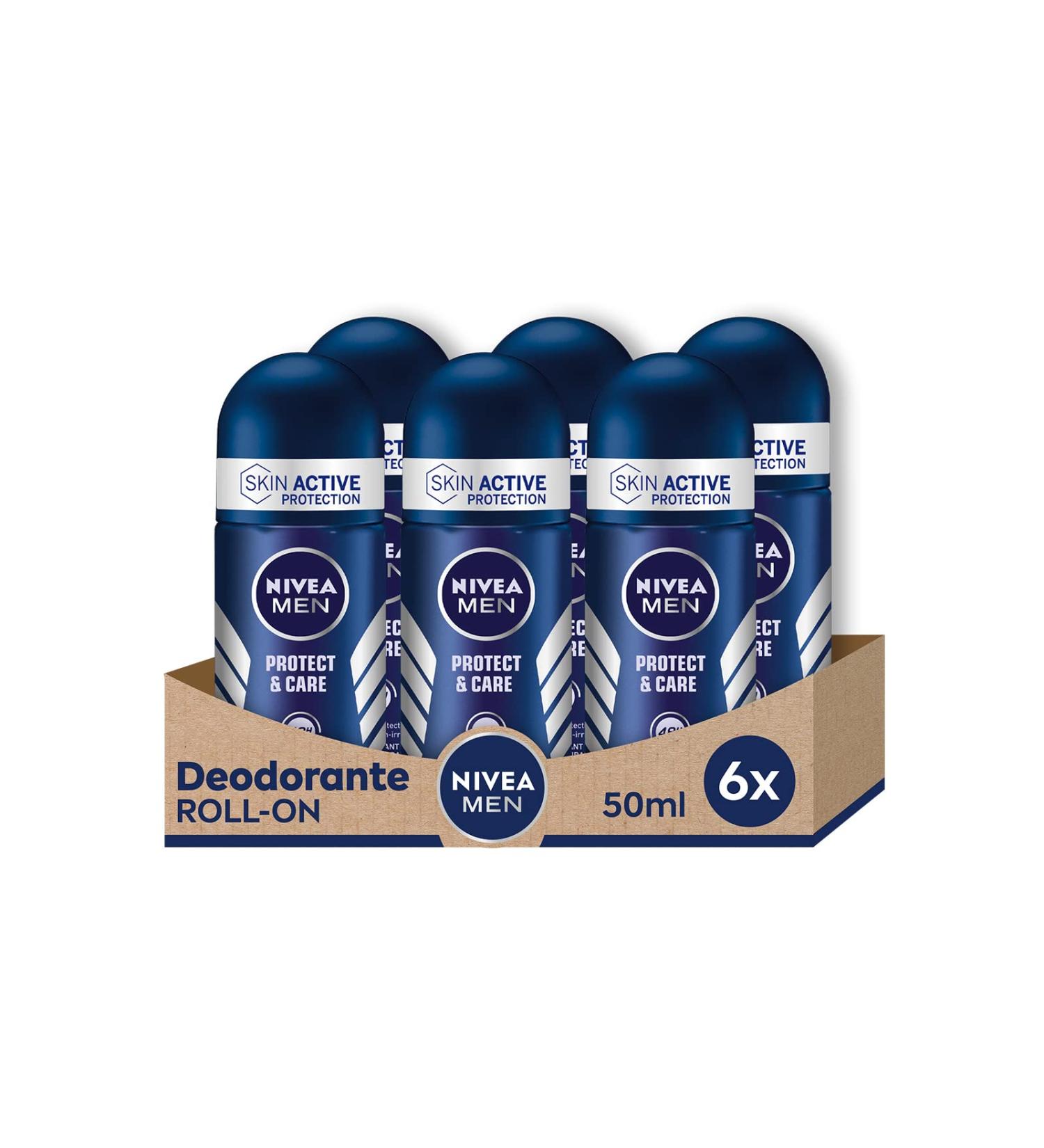  NIVEA MEN NIVEA MEN Protect & Care Roll-On Anti-Perspirant Deodorant 6 x 50 ml Men's Deodorant with 0% Alcohol Deo Roll with NIVEA MEN Care Complex Sweat Regulates for 48 Hours - Buy Online on GoSupps.com