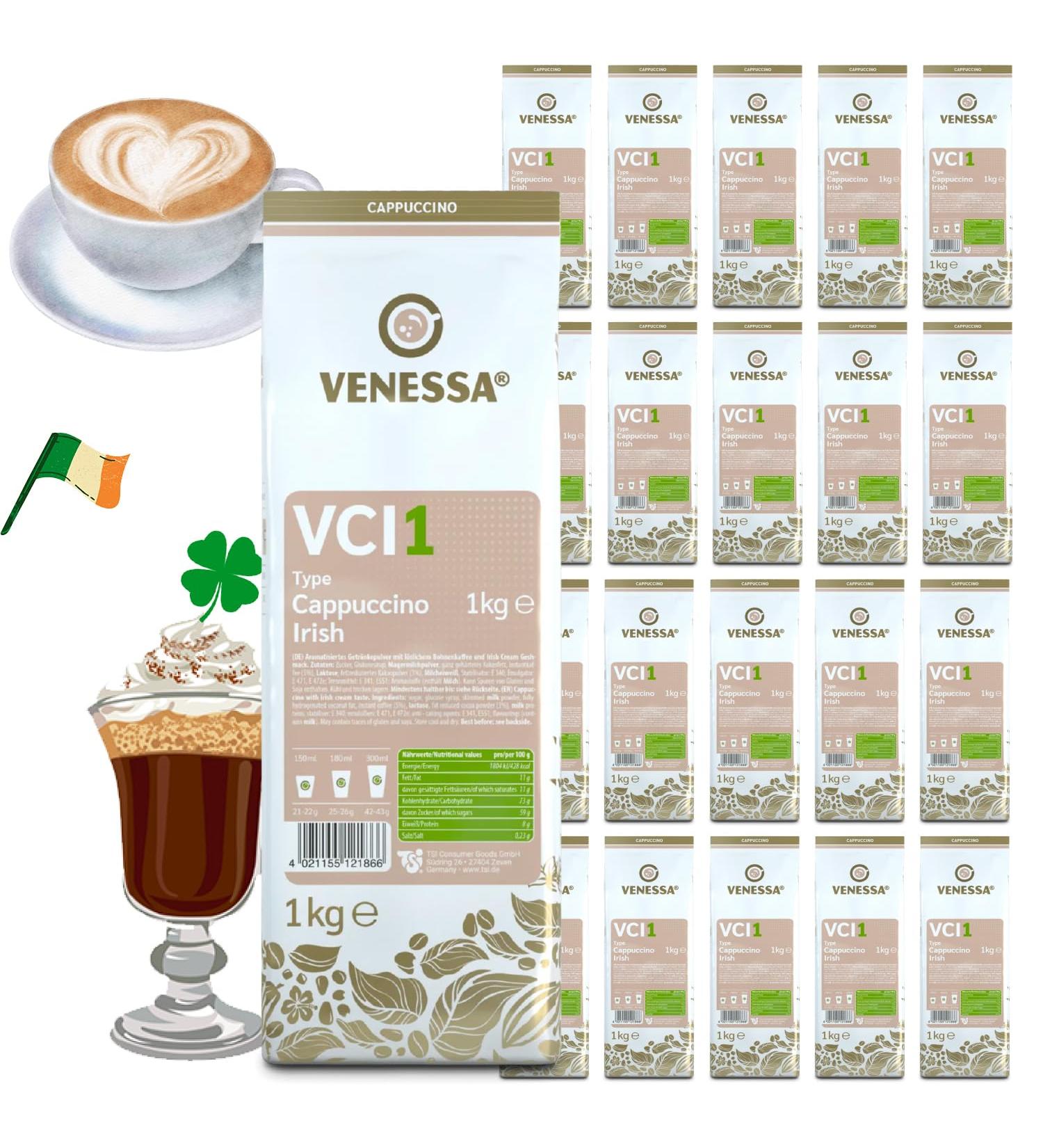 VENESSA Cappuccino Irish VCI1 Value Pack 20 x 1 kg Automatic instant coffee with Irish cream note Perfect for catering and vending machines - Buy Online on GoSupps.com