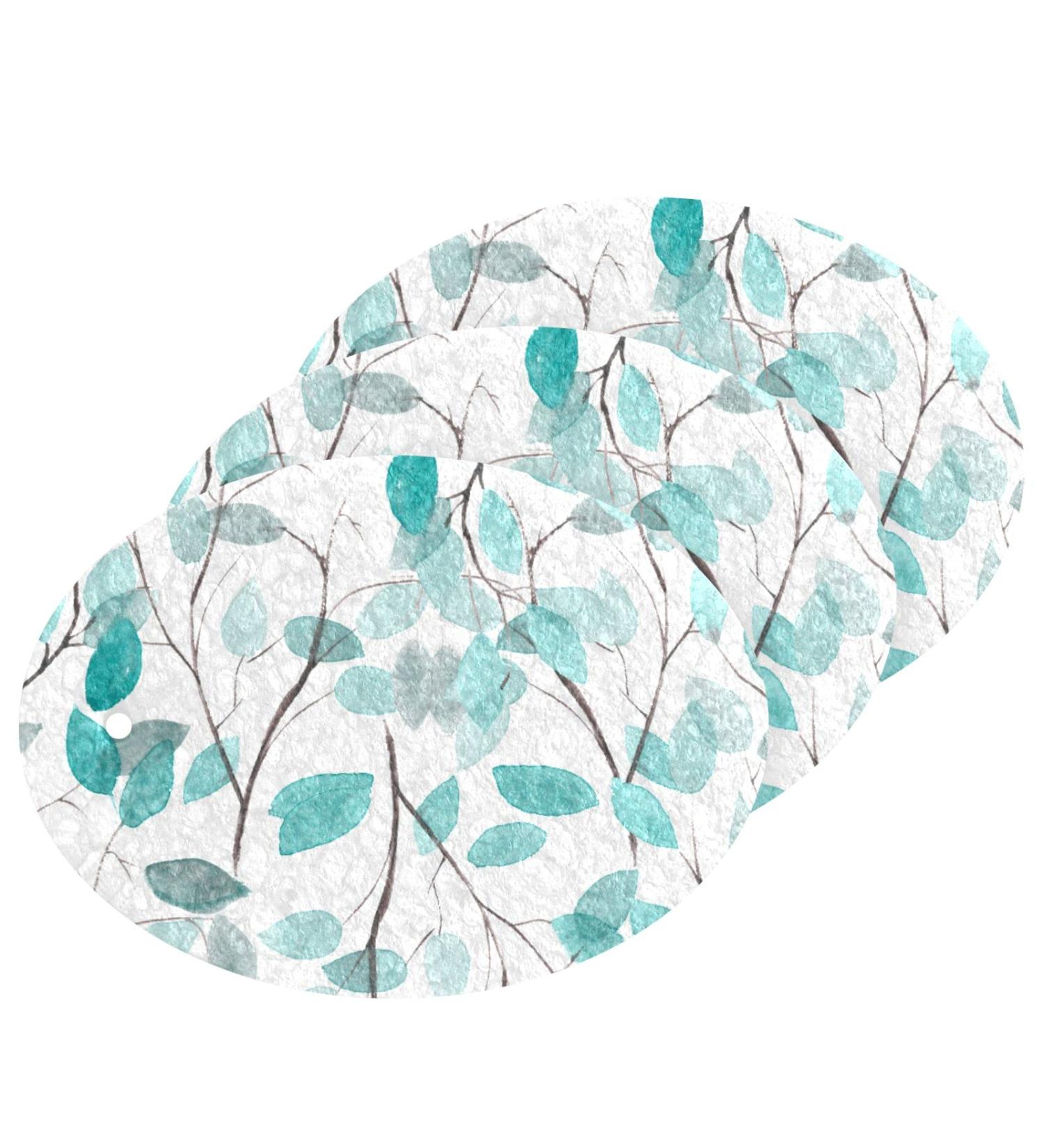 3-Pack Cleaning Kitchen Sponges Oval Watercolor Leaves Kitchen Cellulose Dishwashing Wood Pulp Cotton - Buy Online on GoSupps.com