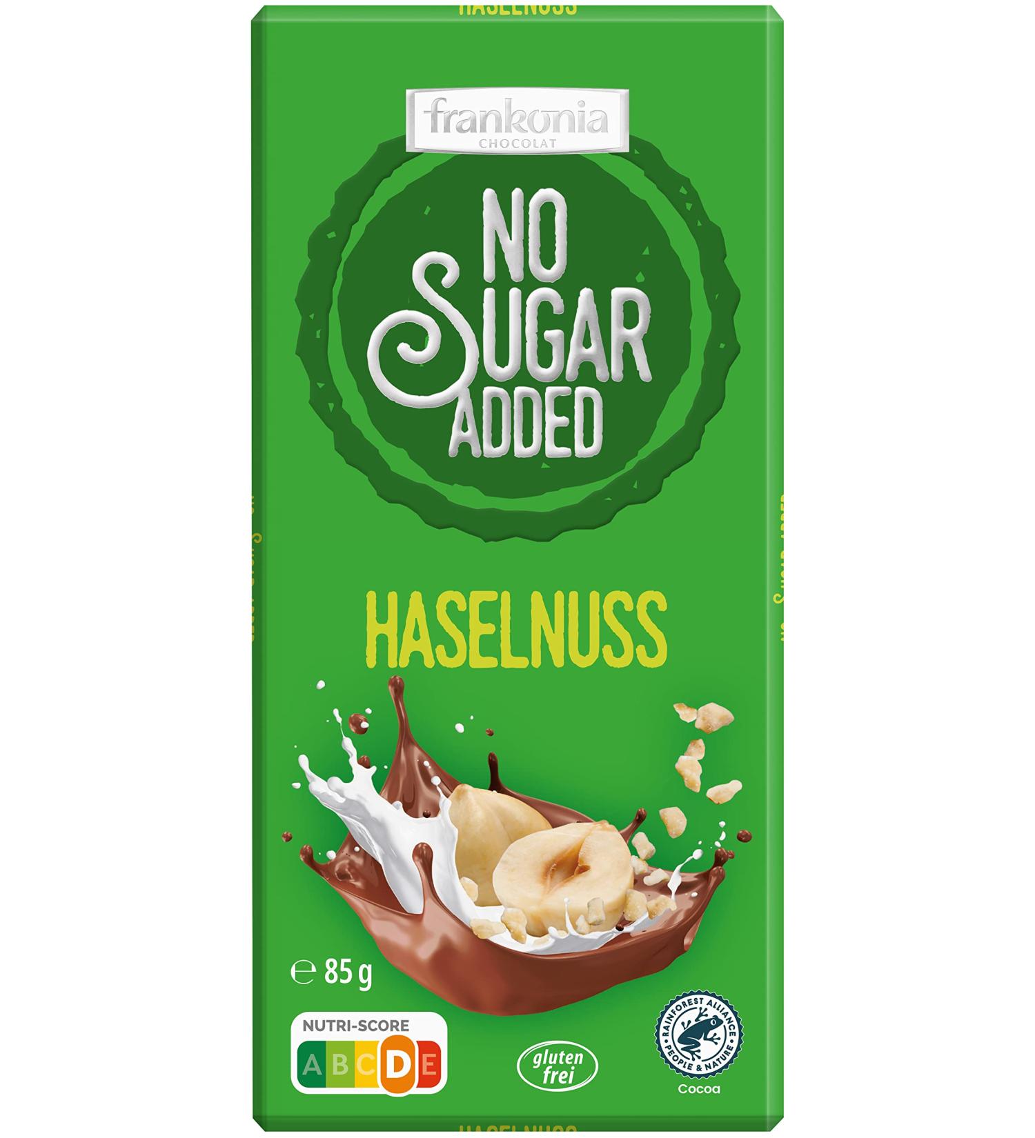 Buy Frankonia No Sugar Added Hazelnut Chocolate 85g - Gluten-Free Chocolate Treats for Guilt-Free Indulgence - International Shipping Available - Buy Online on GoSupps.com