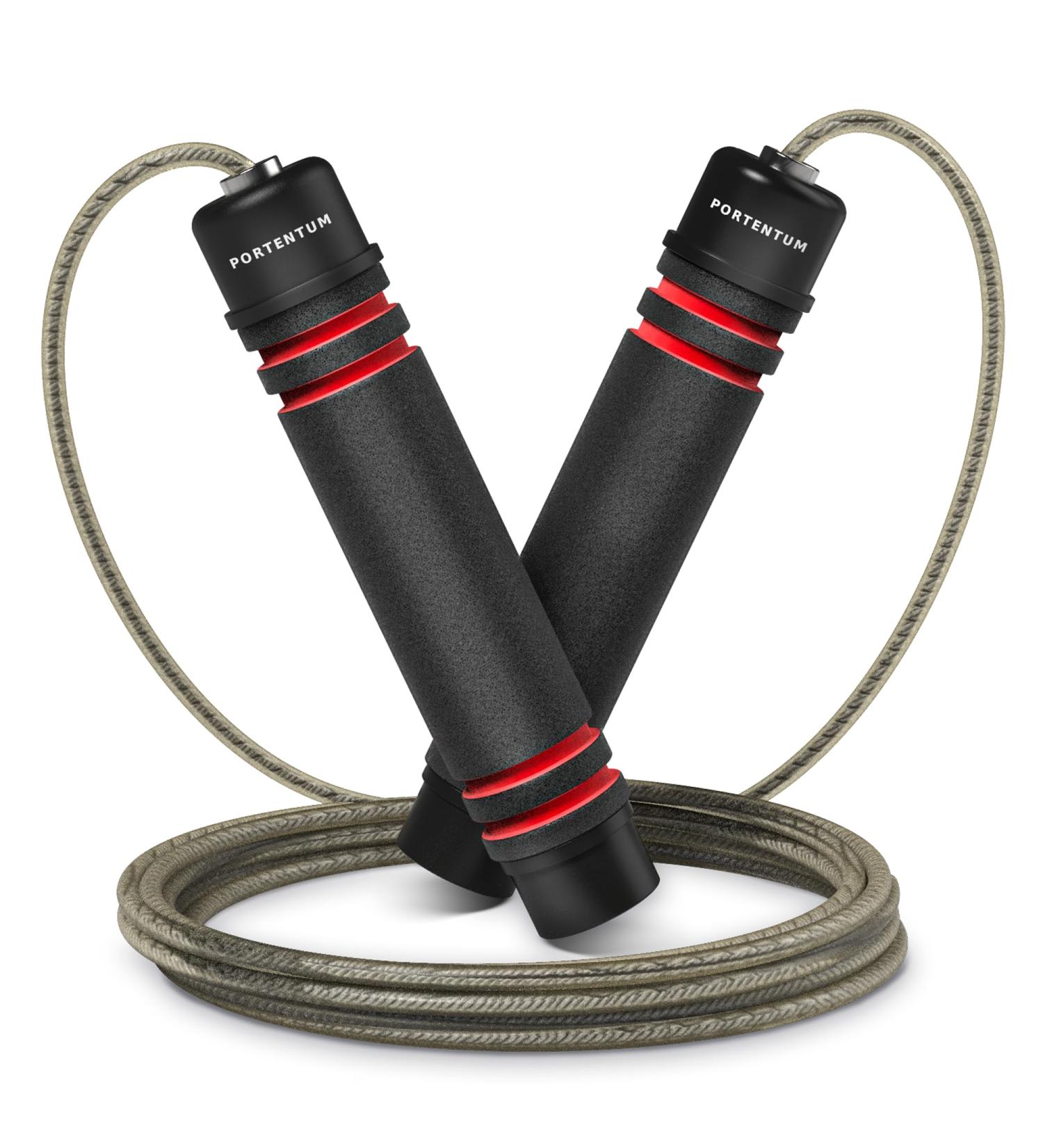 Portum Adjustable Jump Rope for Adults & Kids | Speed Rope with Foam Handles - Slipproof Length Adjustable | Perfect for Fitness & Endurance Training - Red - Buy Online on GoSupps.com