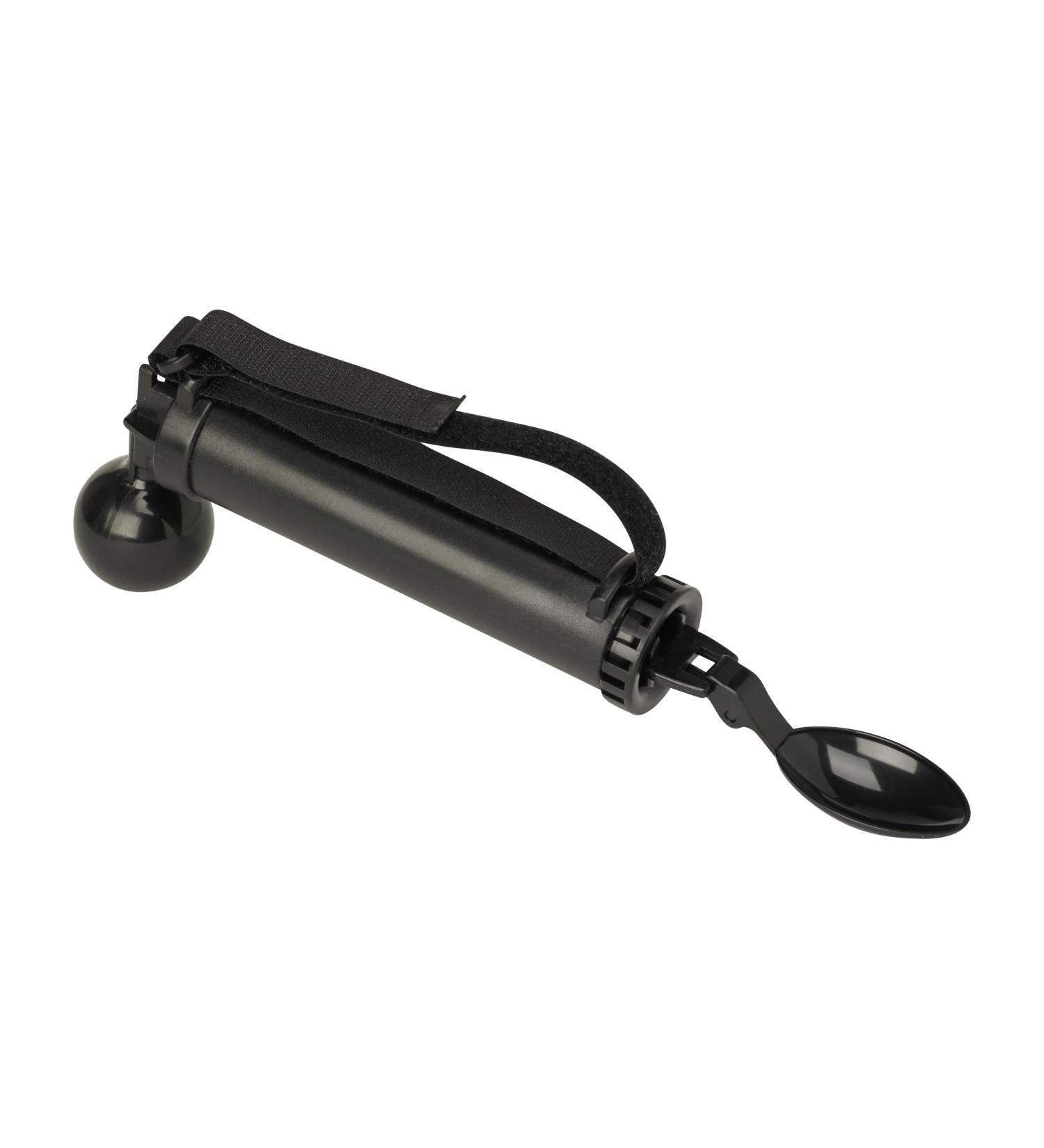 Sammons Preston Steady Spoon, Adult Handle, Utensil with Handle Strap, Designed to Level The Bowl of Spoon, Spoon for Hand Tremors, Avoids Food Spill, Limited or Weak Grasp Silverware