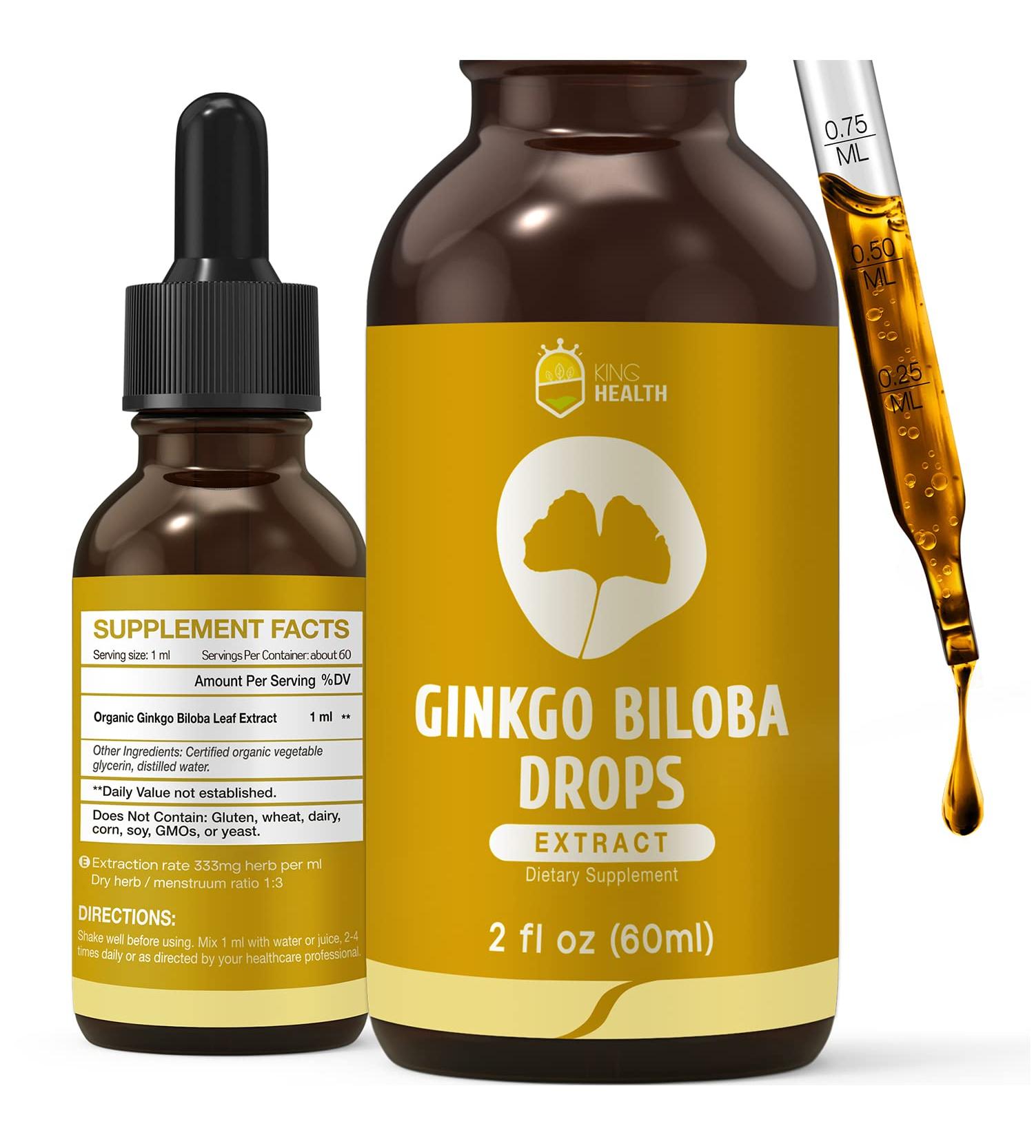 Ginkgo Biloba Extract Liquid 2 Fl Oz - Organic Ginkgo Leaves Tincture | Vegan, Non-GMO, Gluten-Free, Alcohol-Free | 98% Absorption | Pack of 1 - Buy Online on GoSupps.com