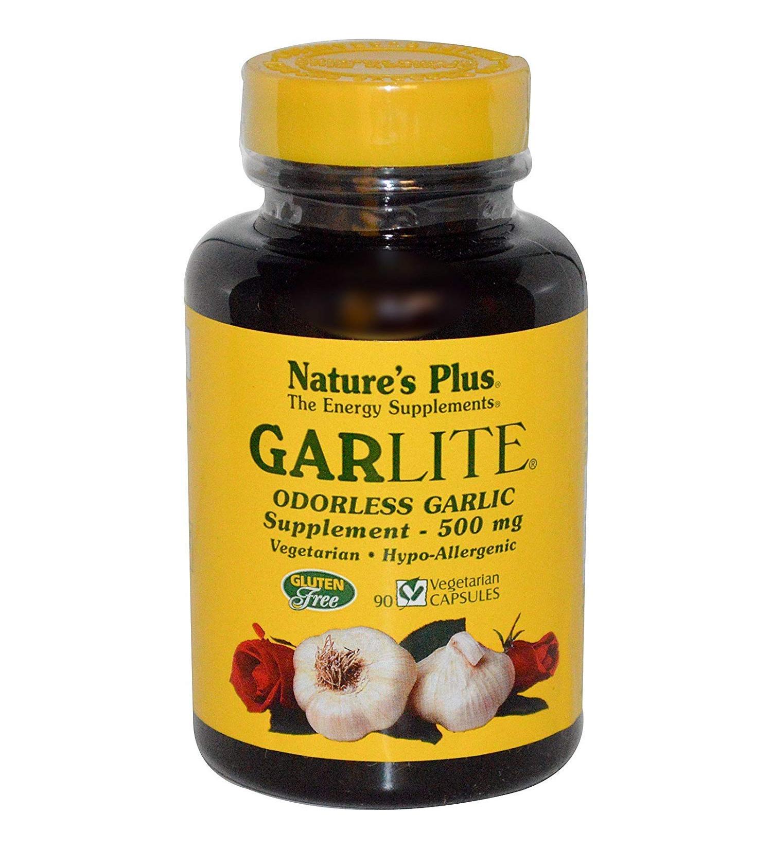 NaturesPlus Garlite Odorless Garlic - 90 Capsules - Vegetarian Gluten Free - 90 Servings
